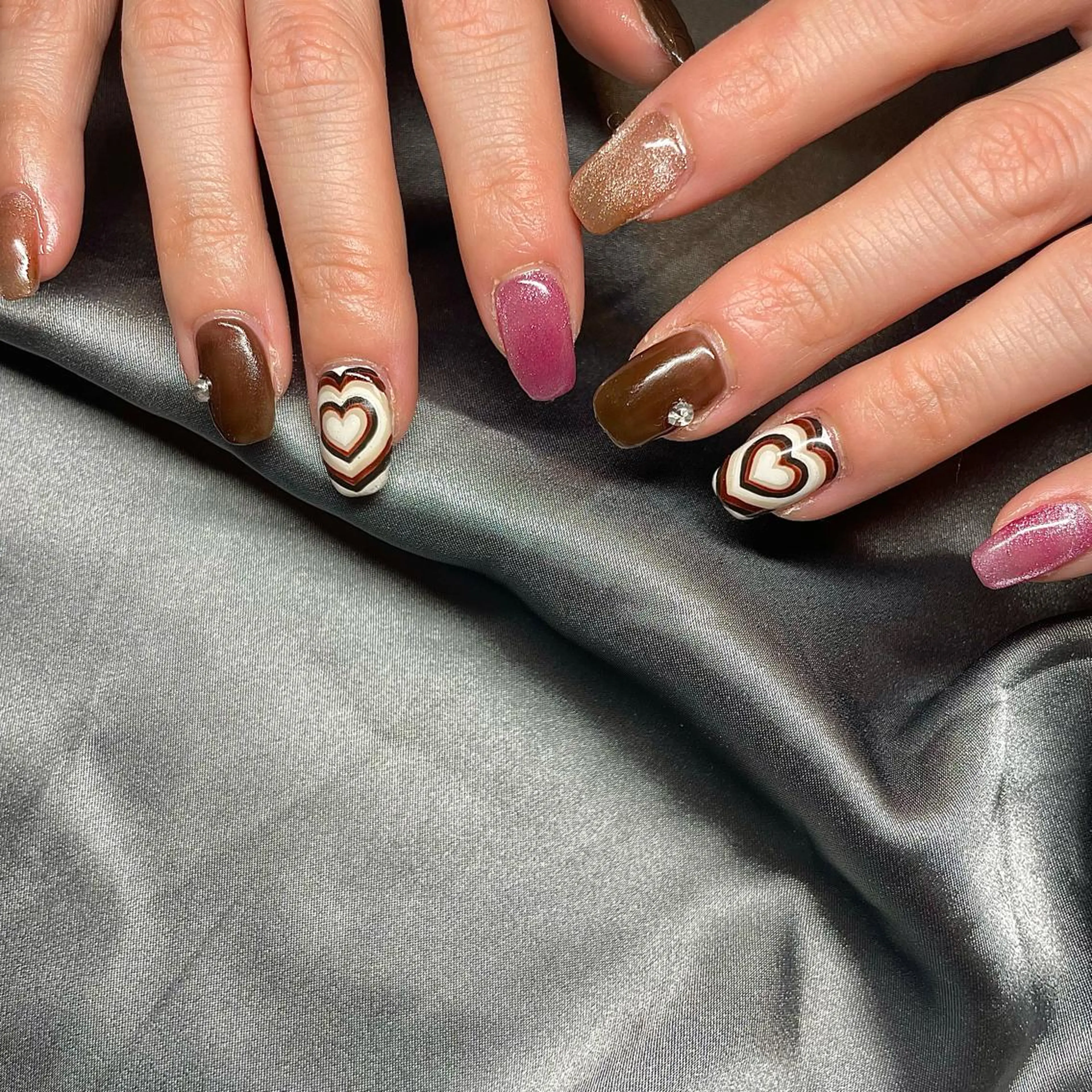 ミディアム カラー パーマ ヘアアレンジ メンズ キッズ ネイル マツエク・マツパ アイブロウ ハート nail&eye Aoのマツエク・マツパデザイン