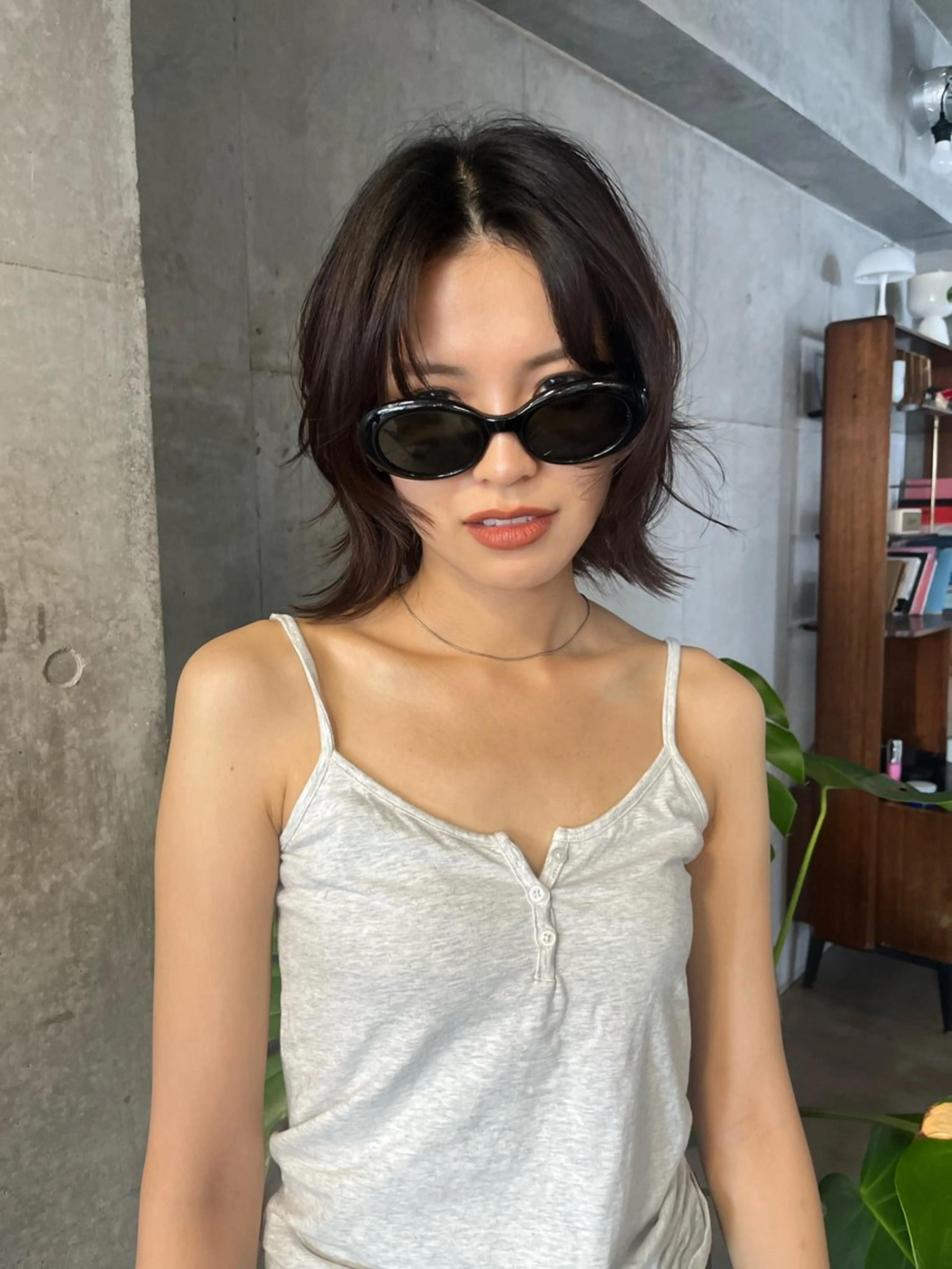 ミディアム ボブレイヤー ボブ 顔まわりレイヤー ハイレイヤー 韓国風ヘア レイヤーカット\ウル フ　chinatsuのヘアスタイル