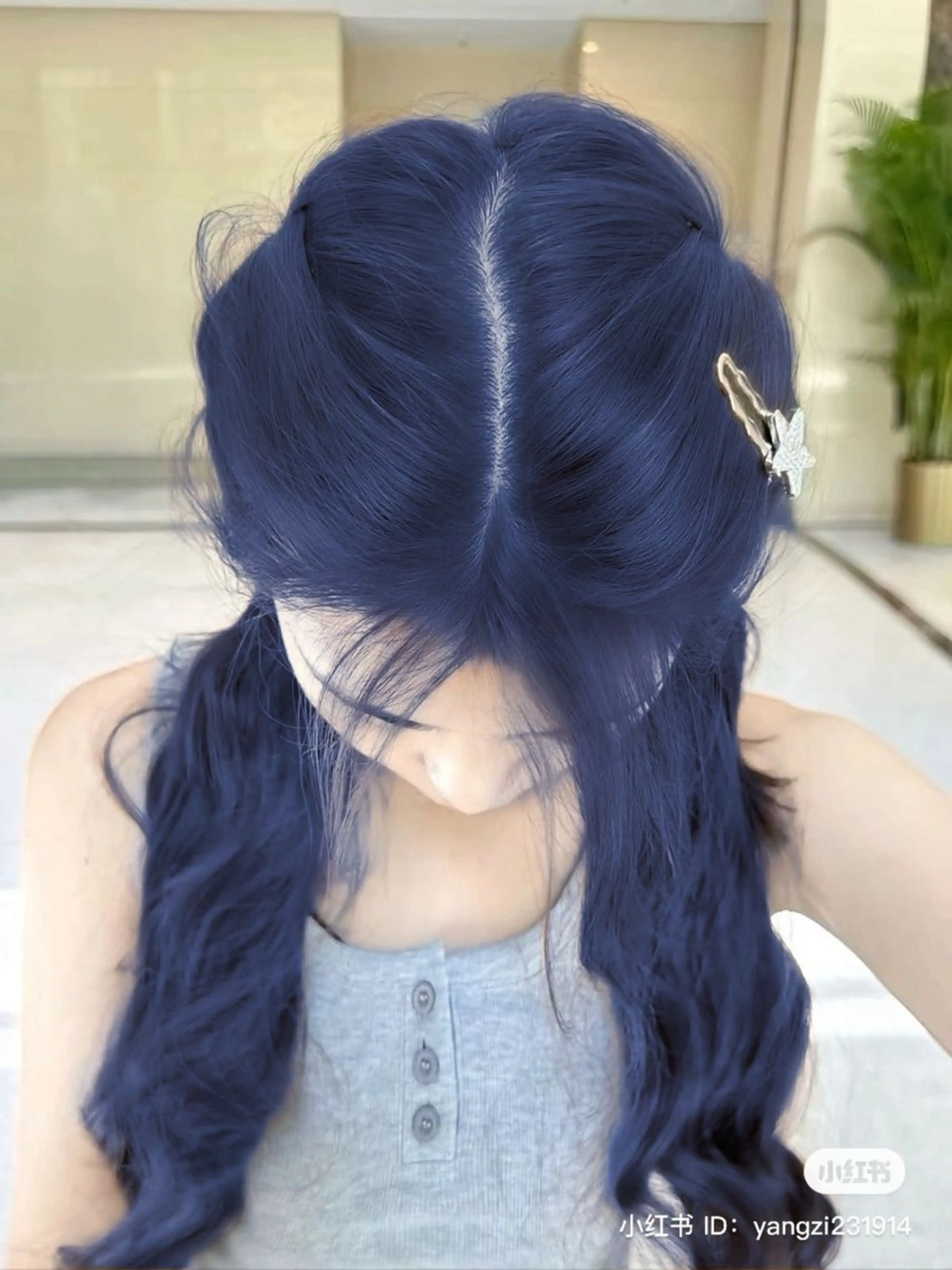 ロング カラー ブルーカラー ブリーチなし🌼トレ ンド🌼似合わせのヘアスタイル