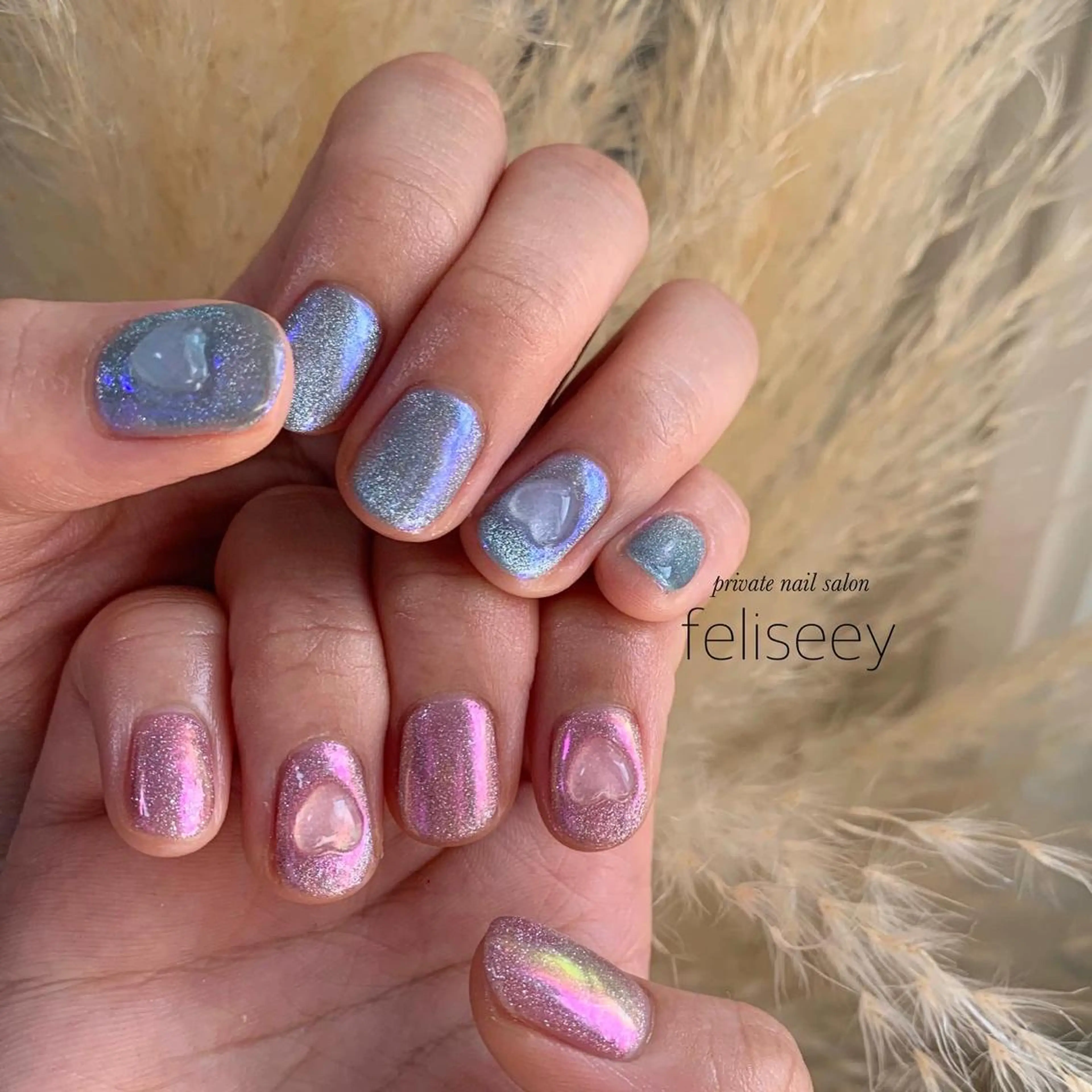 ネイル オーロラネイル ジェルネイル マグネットネイル パラジェル シンプルネイル feliseey 〘フェリシー 〙のネイルデザイン