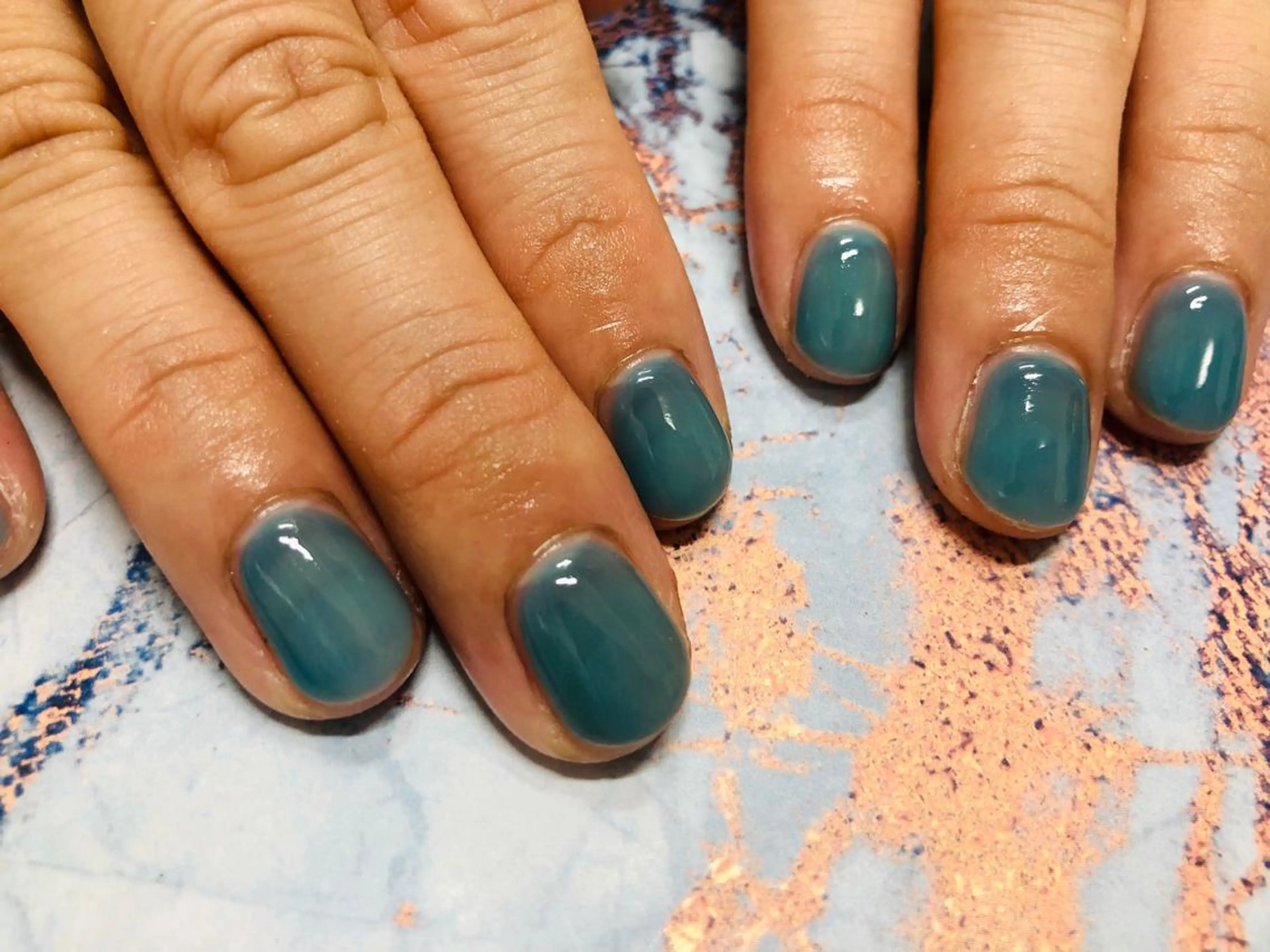 ネイル ブルー クリアネイル ハンドネイル Mogu nail 二子玉川のネイルデザイン