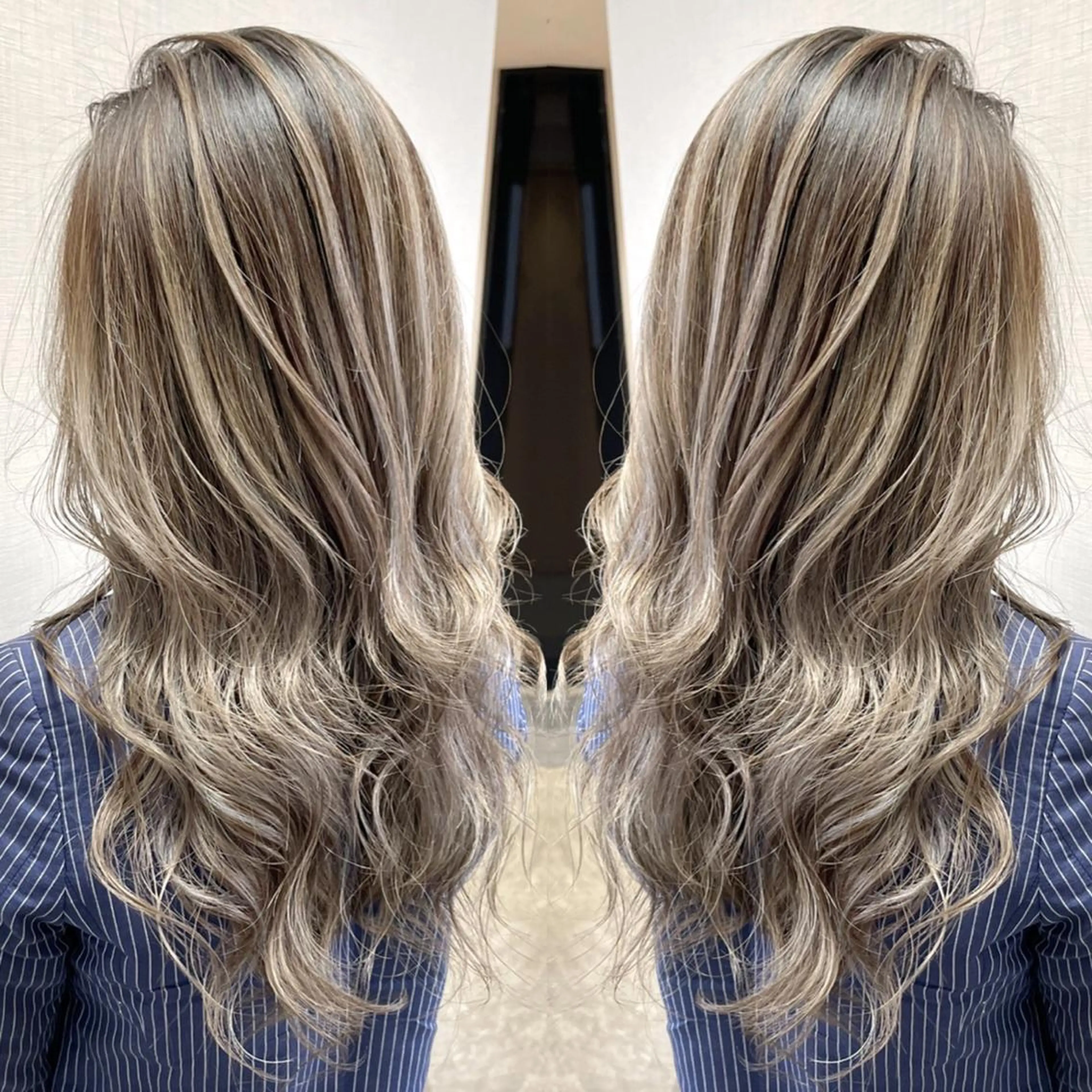 ロング カラー ヘアアレンジ バレイヤージュ ベージュカラー ハイライトカラー ハイトーンカラー ハイトーンベージュ カット ヘアカラー 松井那津子 /ハイライトブリーチのヘアスタイル