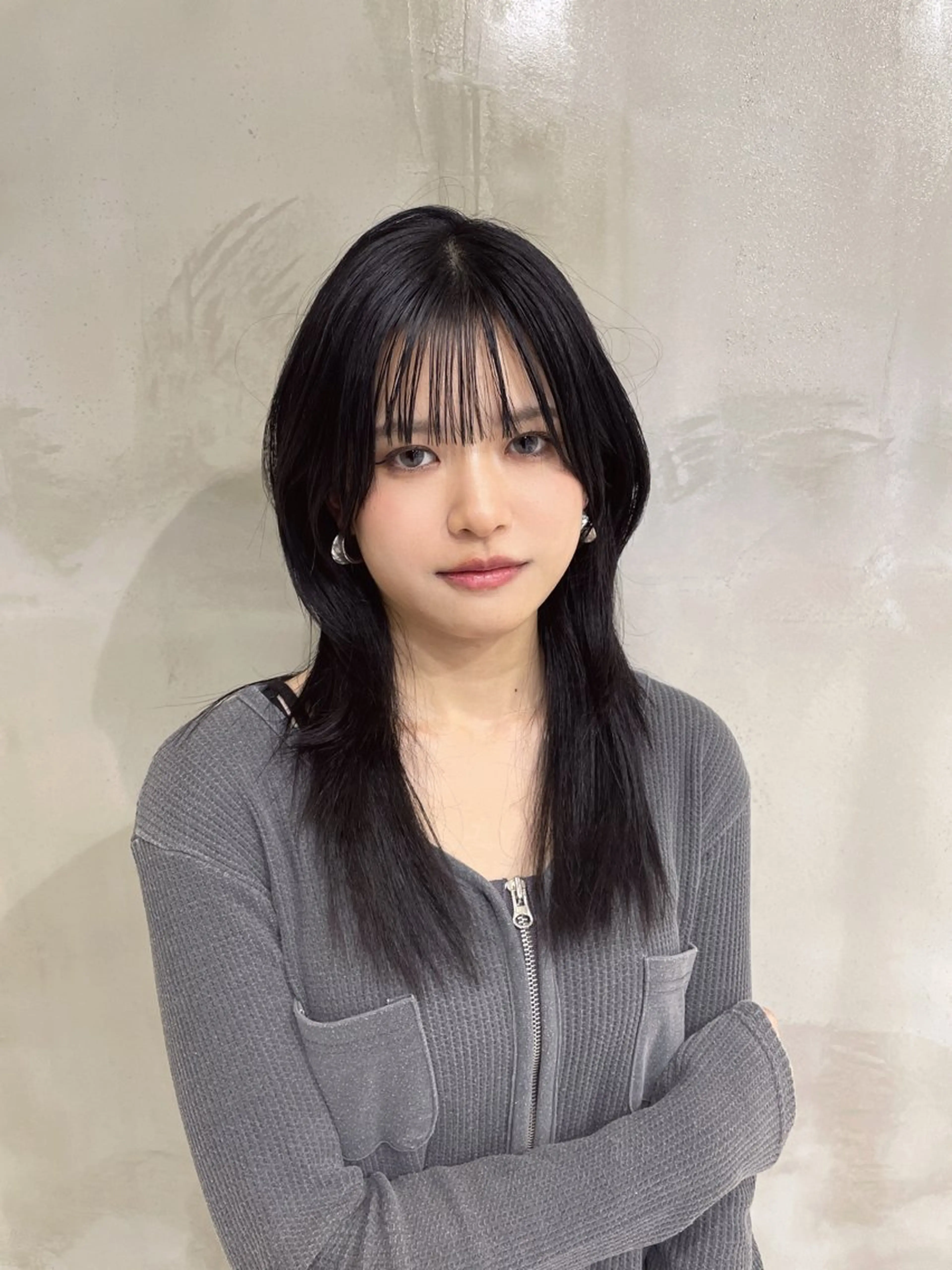 セミロング ハッシュカット カット yu-kaハッシュ カット/韓国レイヤーのヘアスタイル