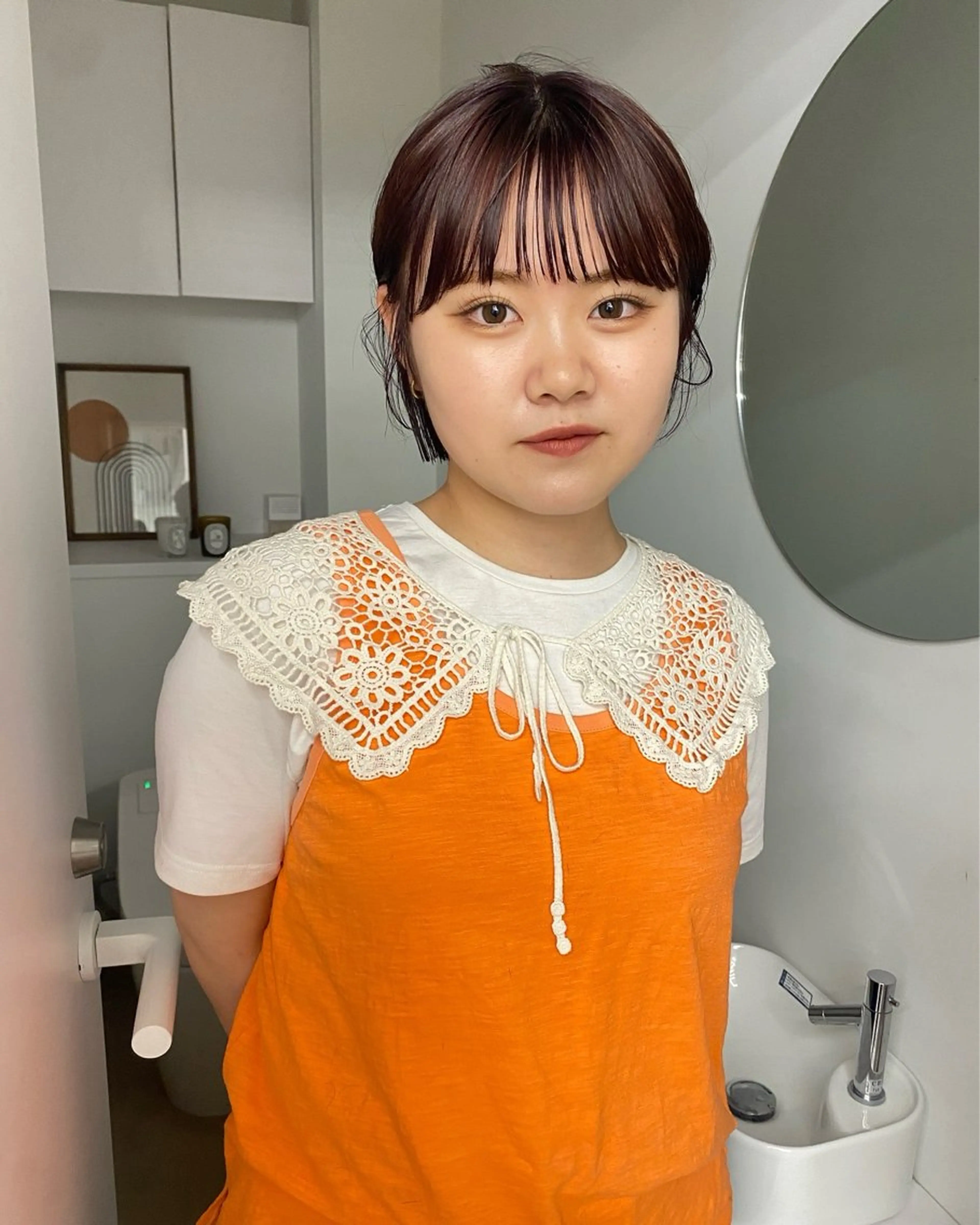 ショート ボブ 顔まわりレイヤー レイヤーカット カット ヘアカラー トリートメント ボブ/ハイトーン REINAのヘアスタイル