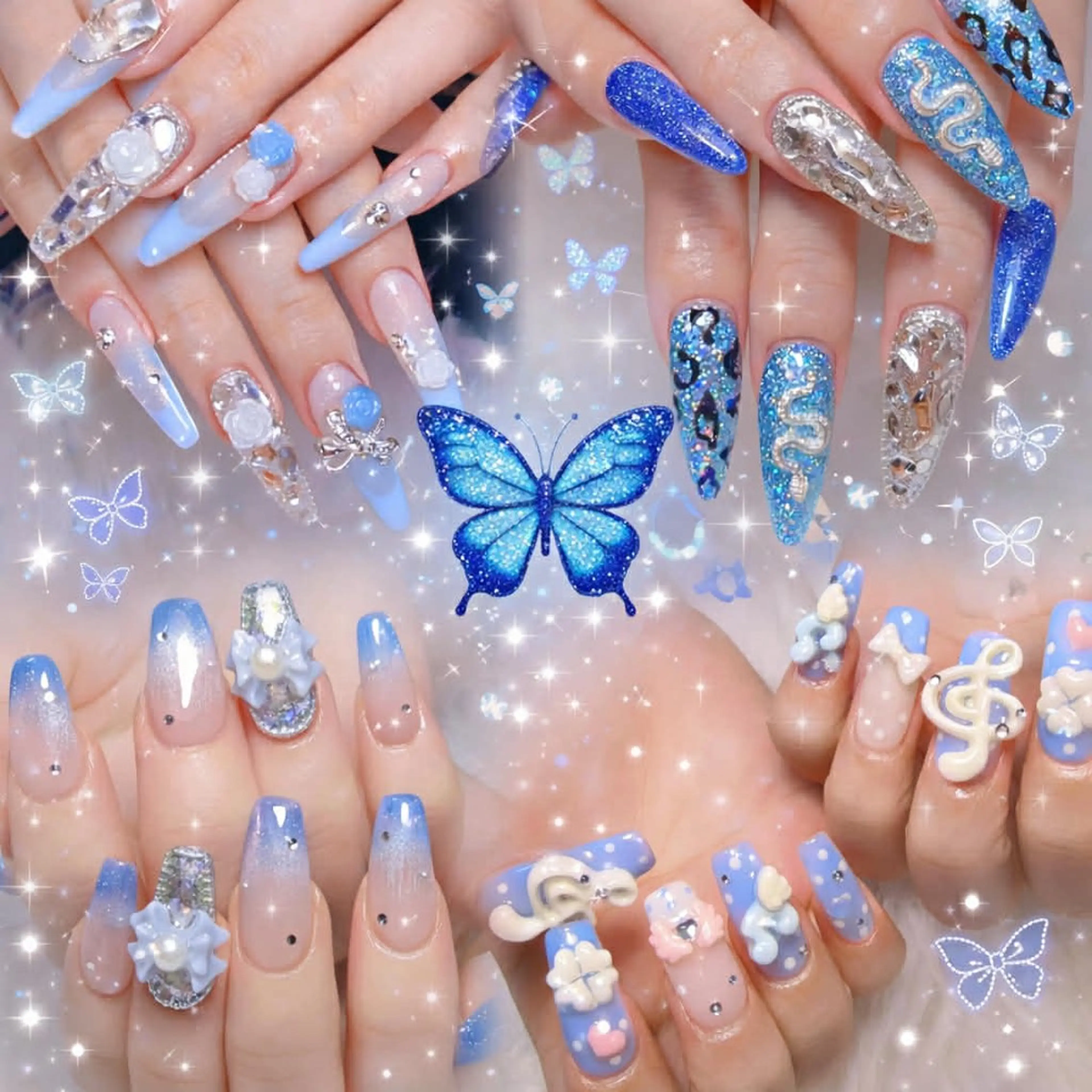 ハンドネイル 波 なみのネイルデザイン