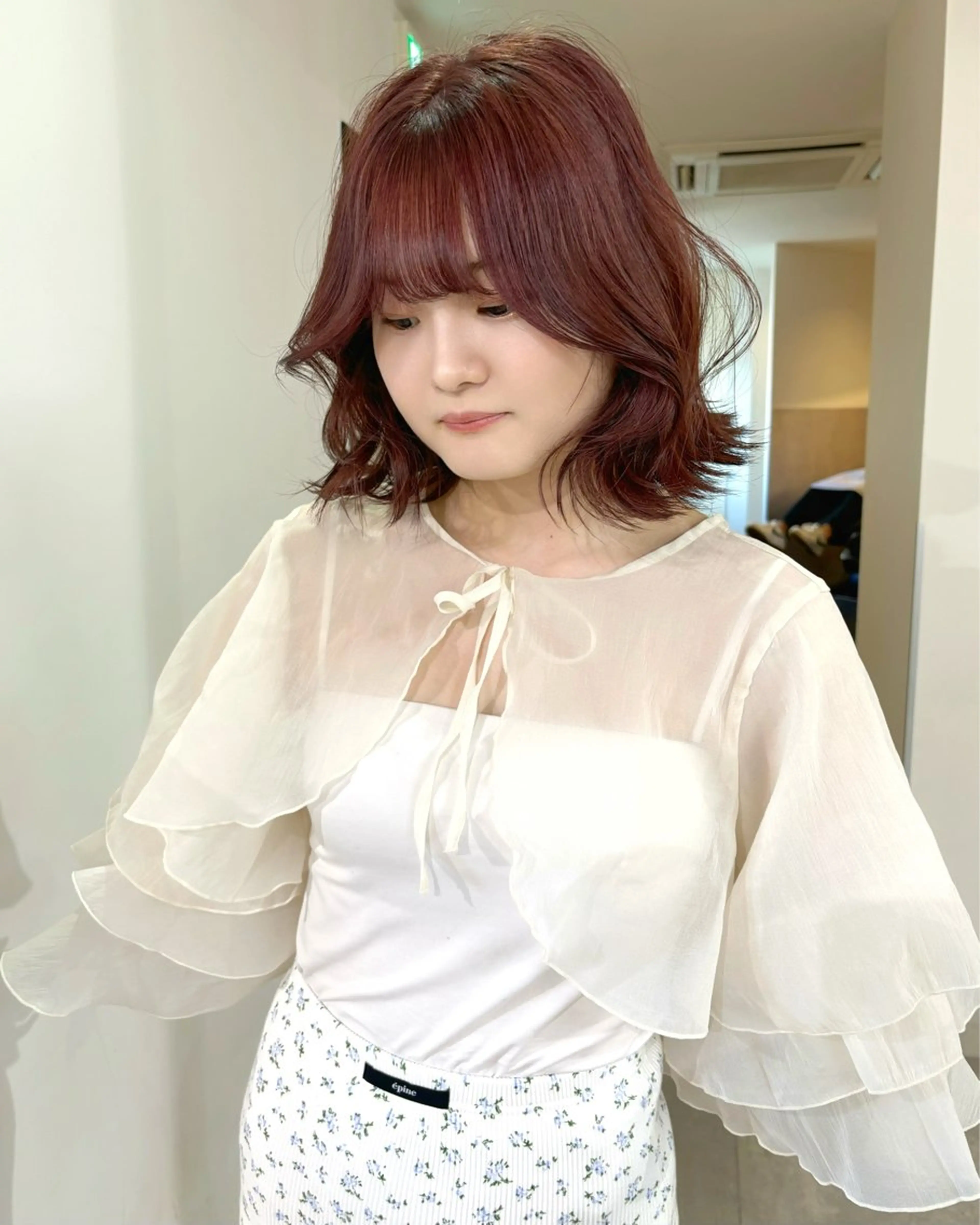 ミディアム カラー ブリーチ ダブルカラー ラベンダーカラー ブリーチなしカラー ピンクカラー ヘアカラー mizuki/ピンク ベージュ.レイヤーのヘアスタイル