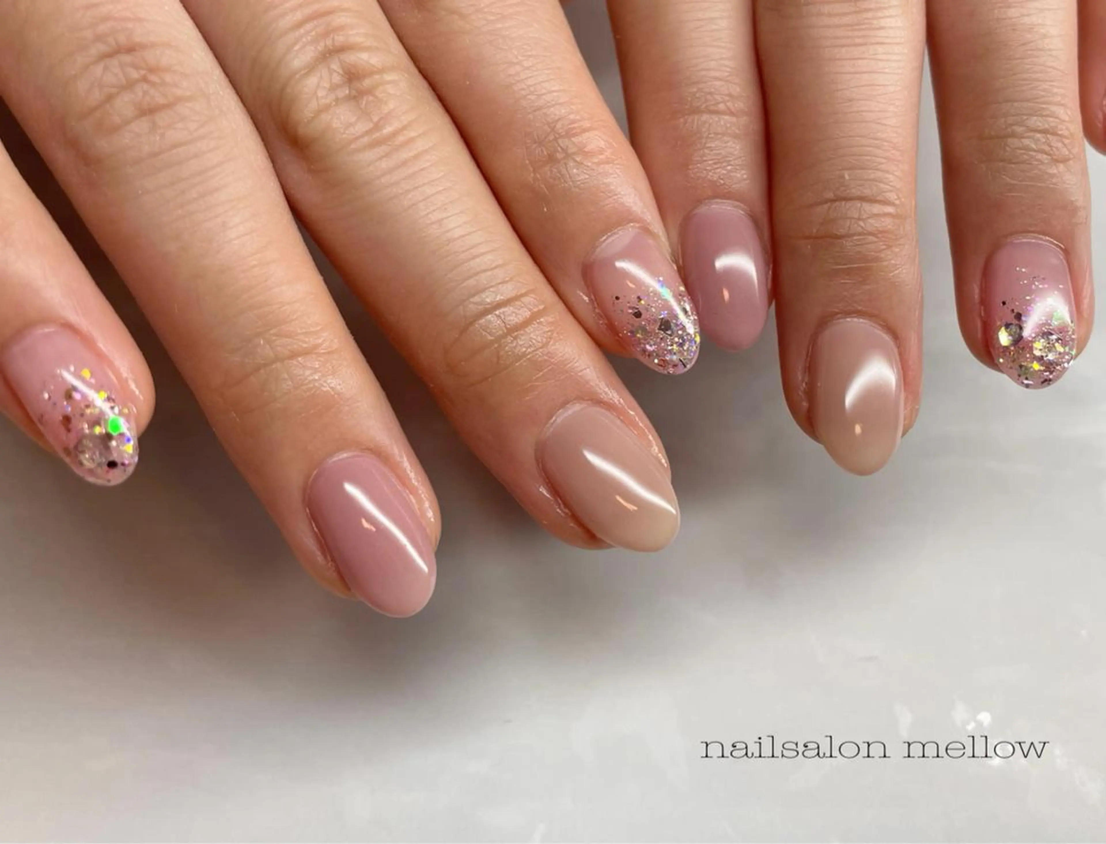 ネイル ラメ(グリッター) ピンク 大山 浩美のネイルデザイン