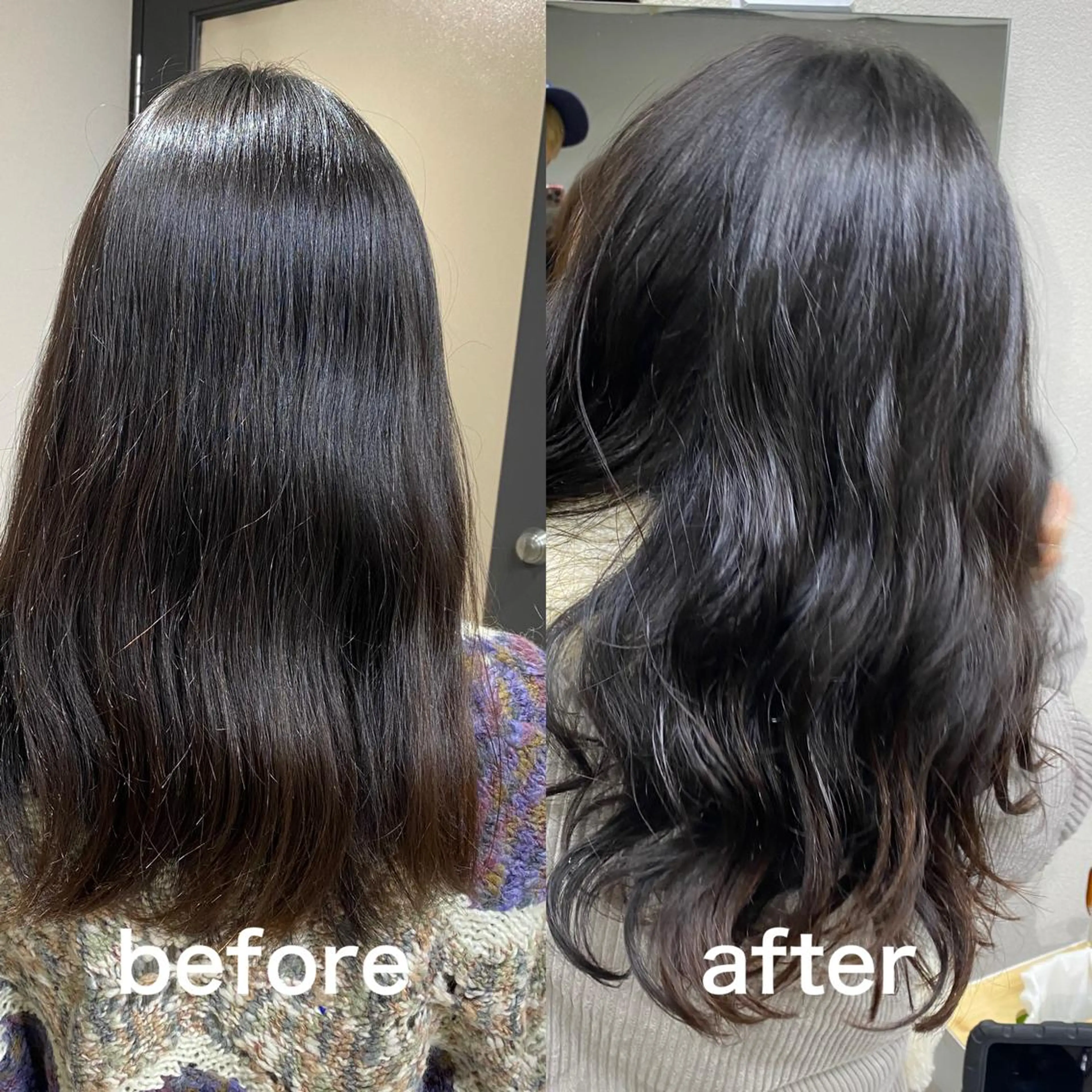 セミロング パーマ セミロングパーマ デジタルパーマ yeope所属・ハイトーンカラー ブリーチ専門・天神のヘアスタイル