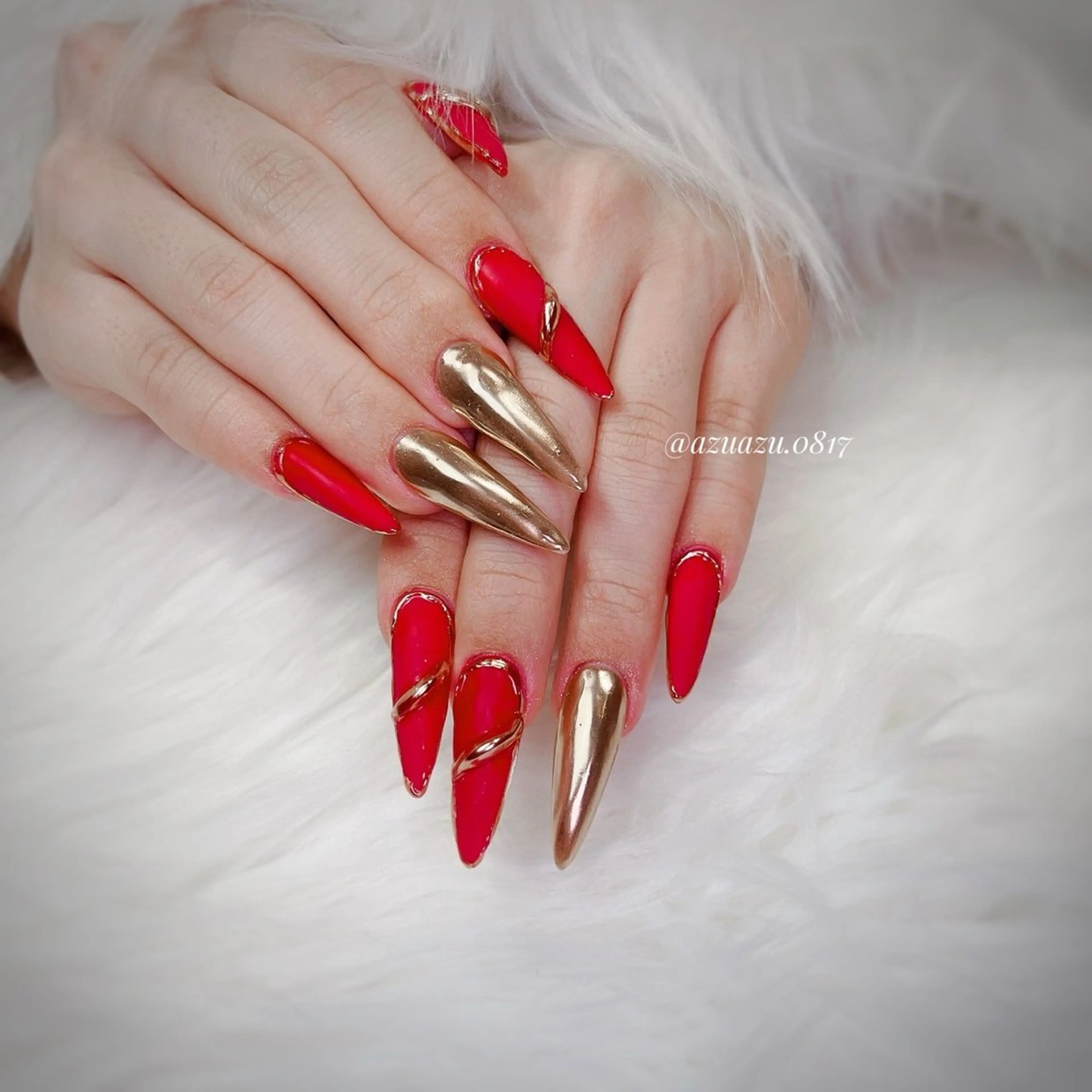 【HAND】スカルプ10本長さ出し　ワンカラーorラメグラデーション（一色）＋アート6本★オフ無❌の写真