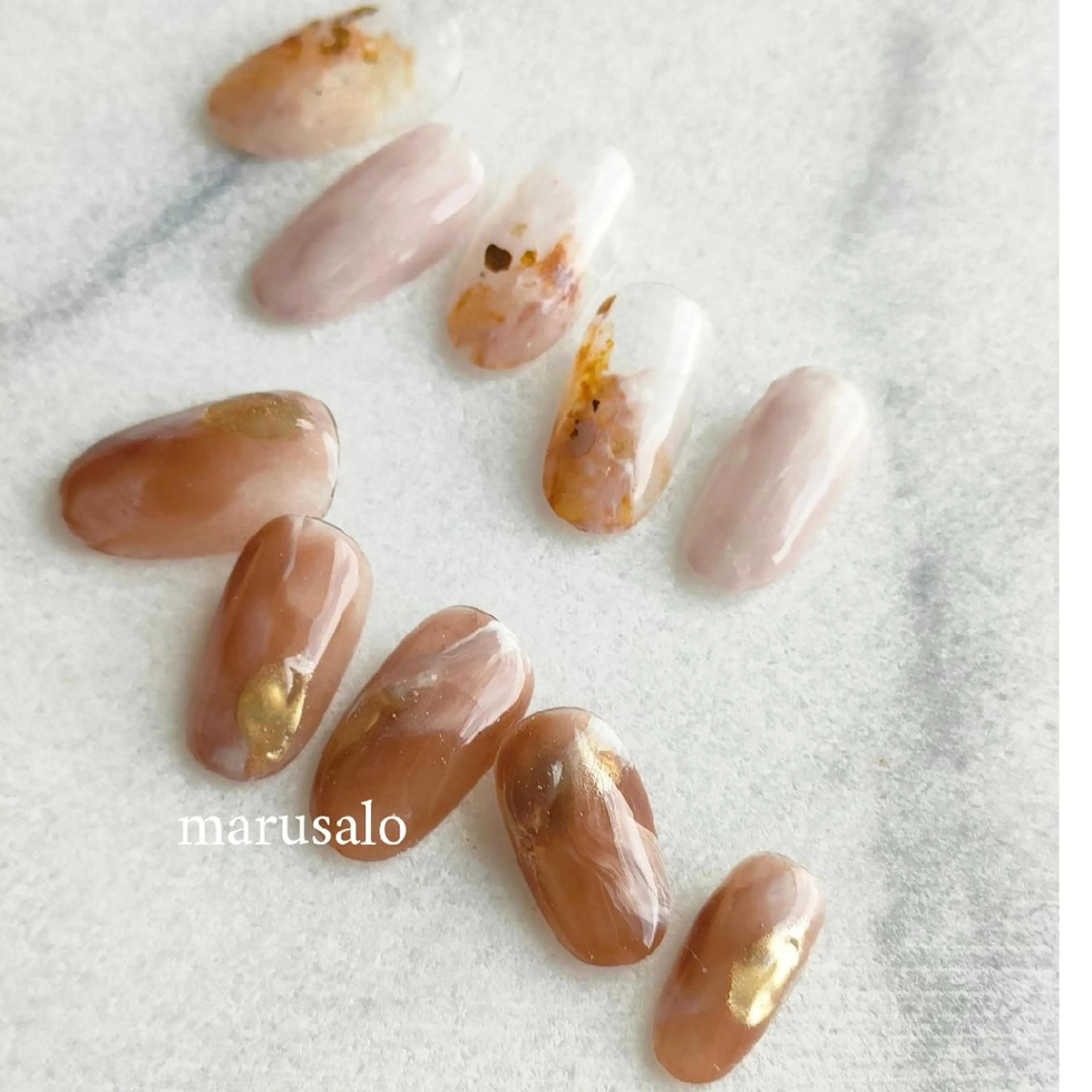 ネイル アートネイル べっ甲ネイル ニュアンスネイル marusalo nailのネイルデザイン