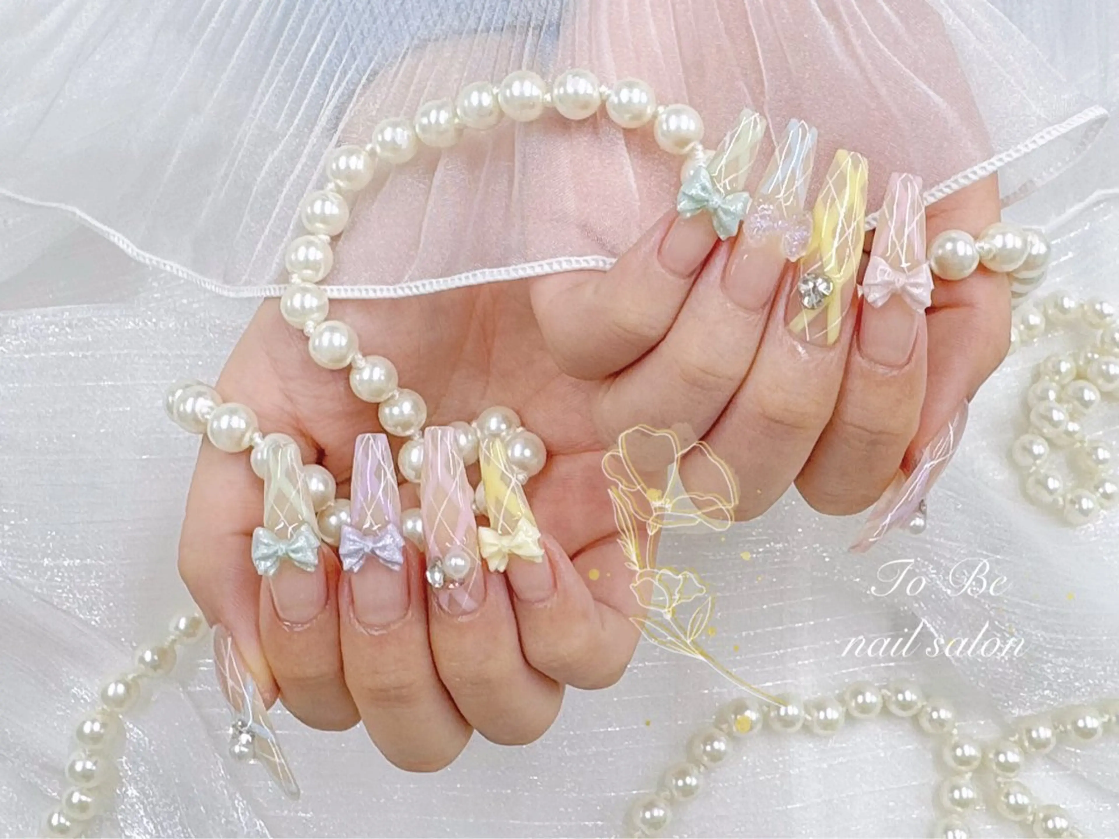 ロング ハンドネイル Nail Salon To Be珈月のネイルデザイン