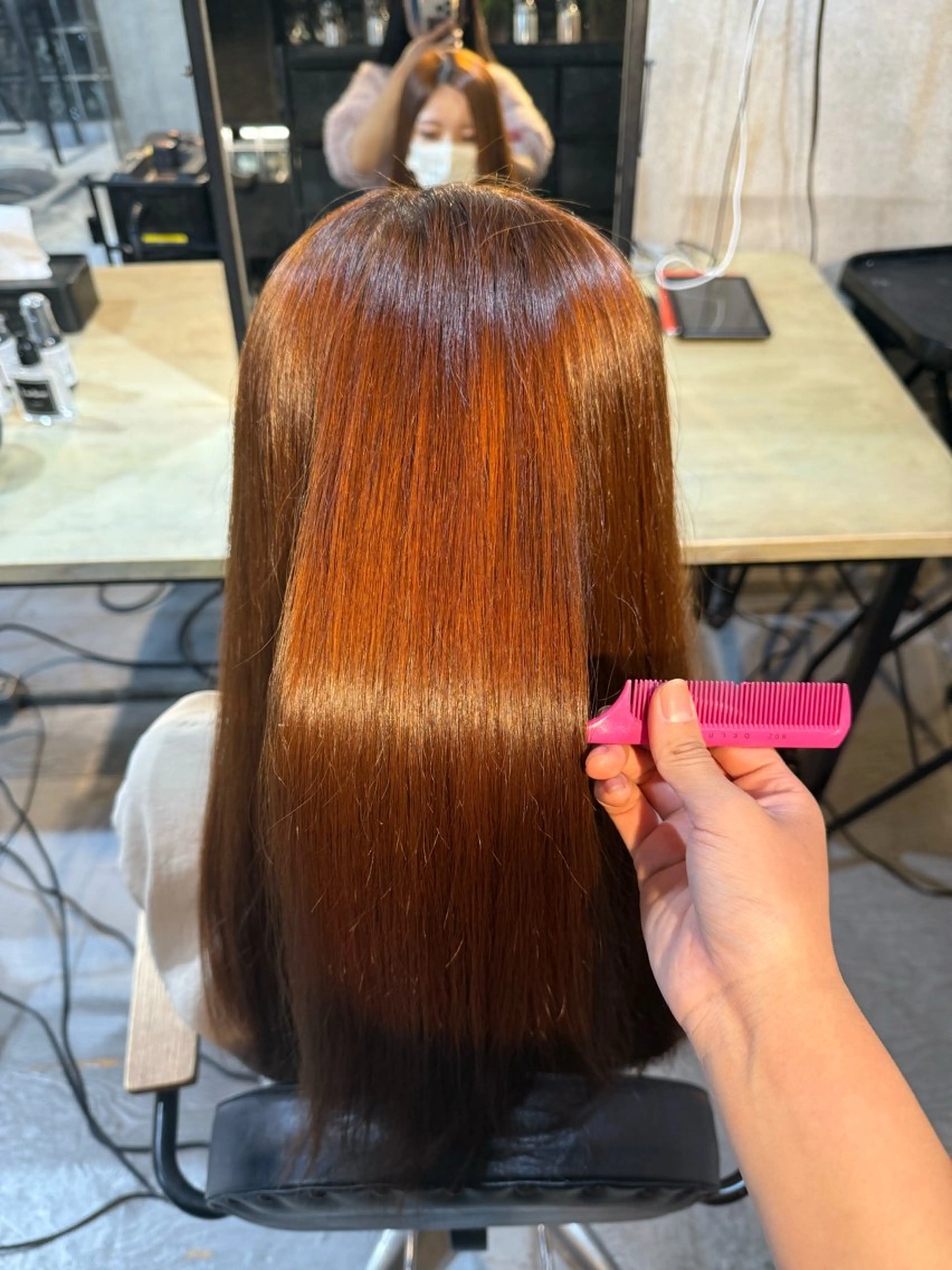 セミロング カラー オレンジ モデル募集中 涼梨紗のヘアスタイル