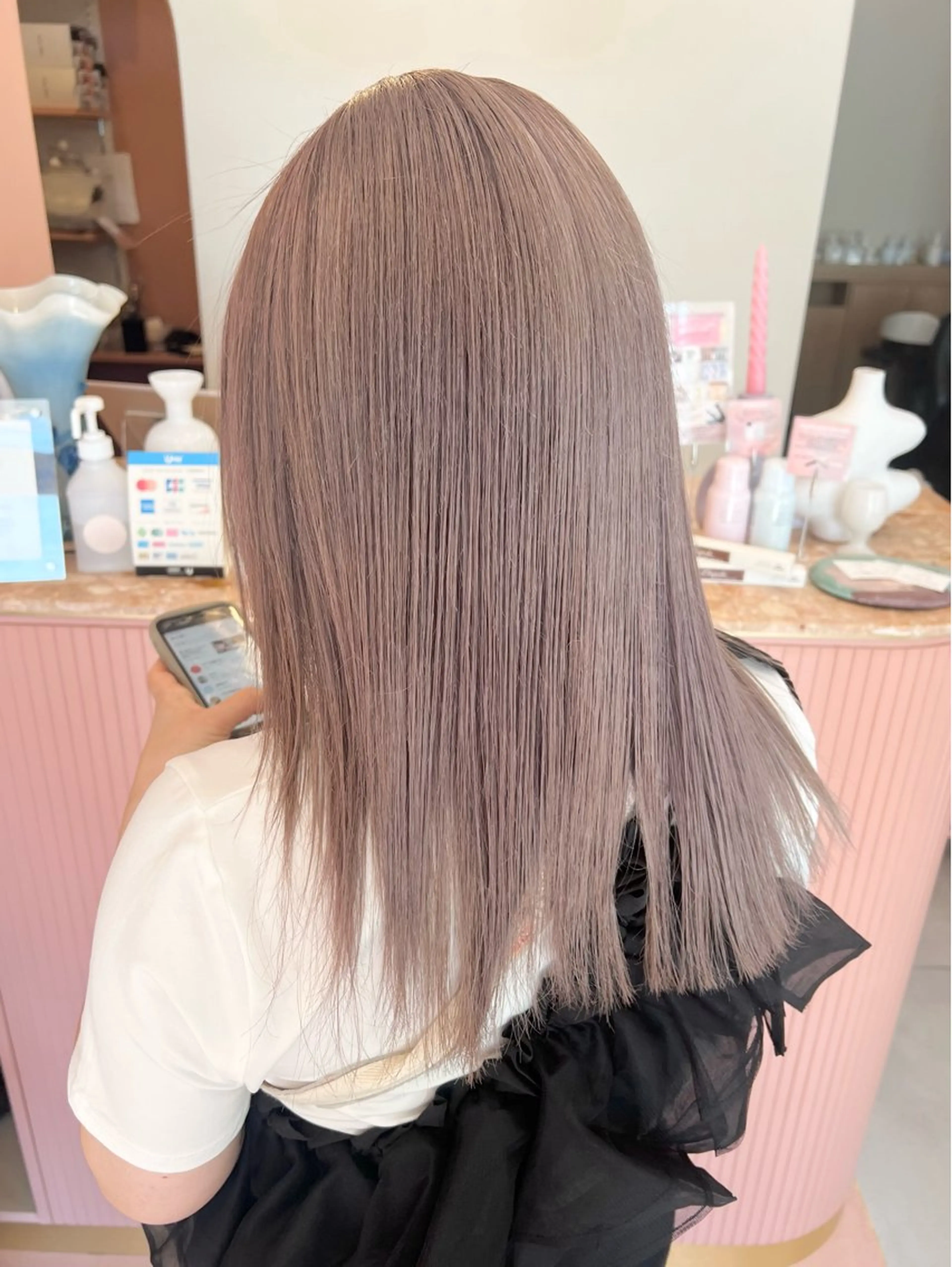 ロング カラー ブリーチ ケアブリーチ グレージュ ハイトーンカラー ラベンダーカラー カット ヘアカラー 名古屋美容院 / keinaのヘアスタイル