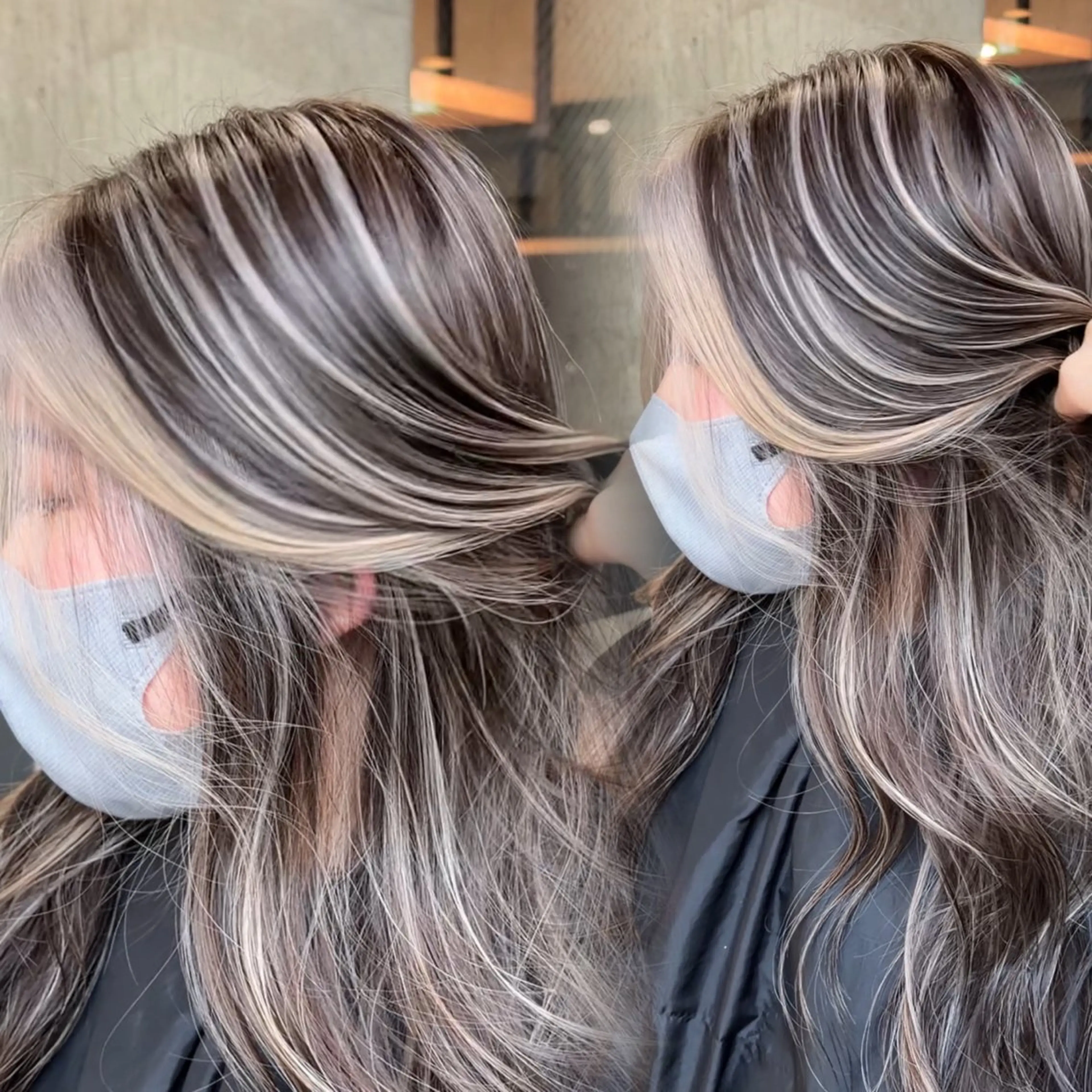 ロング カラー ミストバング  フェイスフレーミング ハイライトカラー ハイライト ヘアカラー 🌊ハイライト Rizu🌊のヘアスタイル