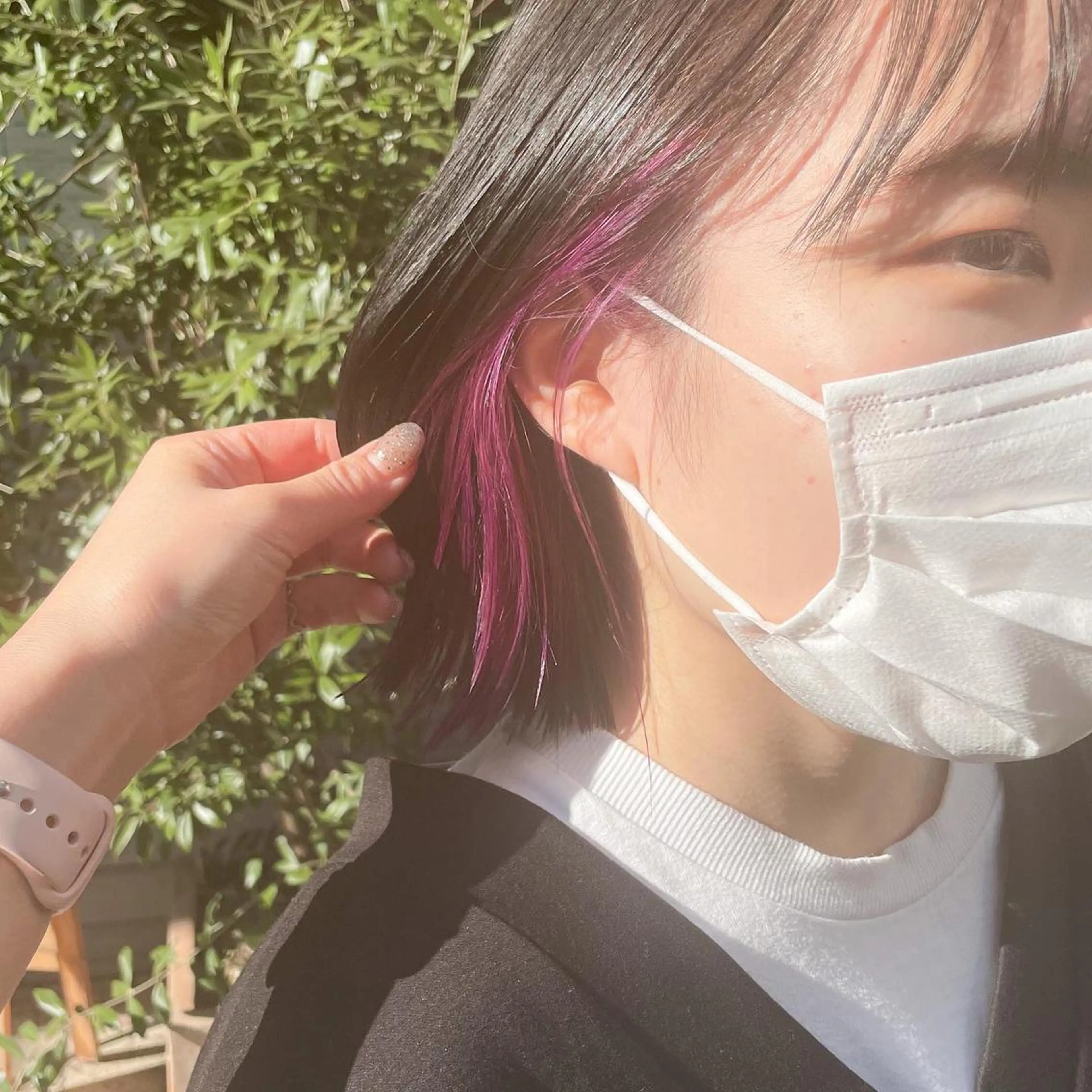 ショート カラー 切りっぱなしボブ インナーカラー ピンクカラー ボブ ヘアカラー ✨カラー支持No.1 🧸ワキ カナコ🧸のヘアスタイル