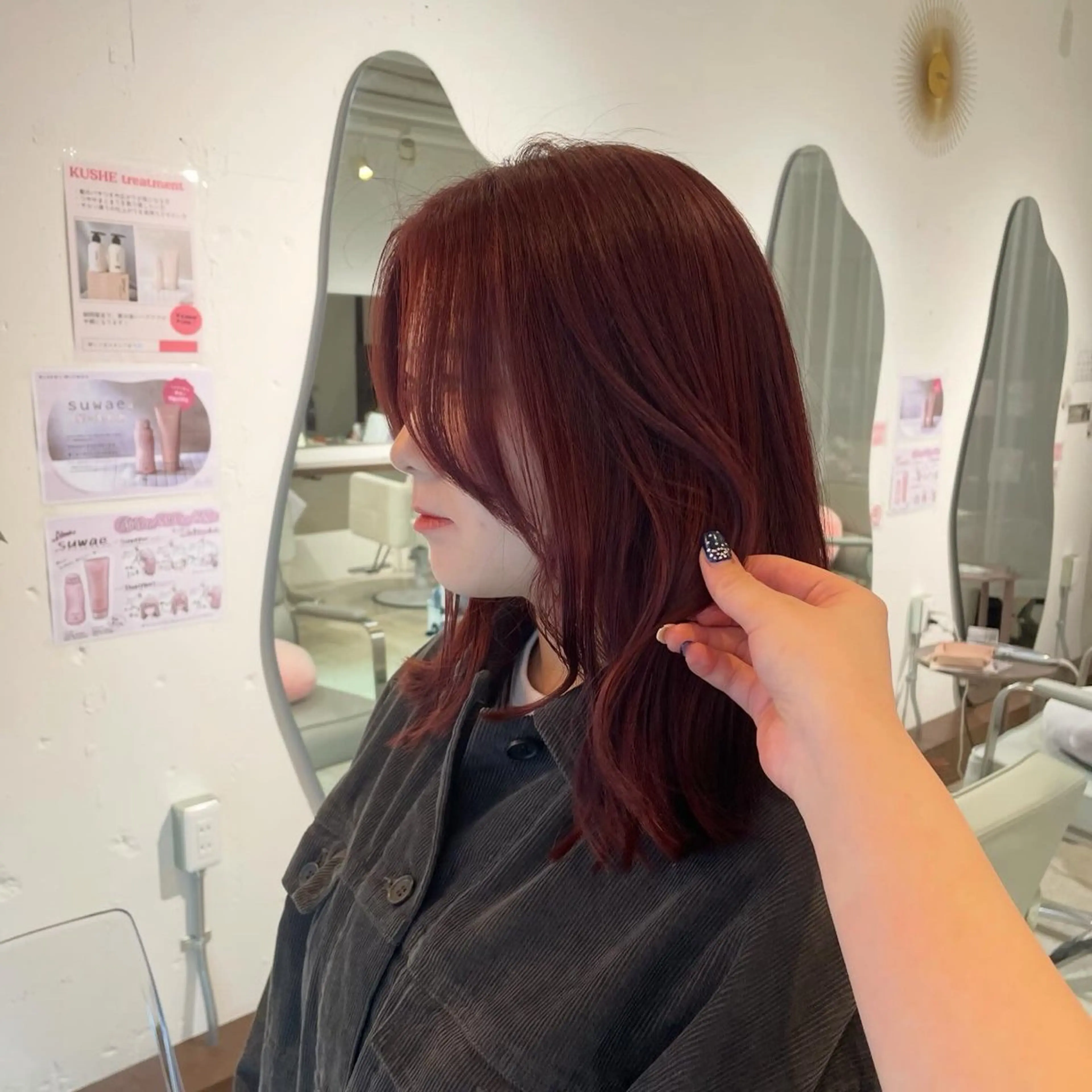 カラー レッドカラー tsuki /天王寺 /カラー/ボブカットのヘアスタイル