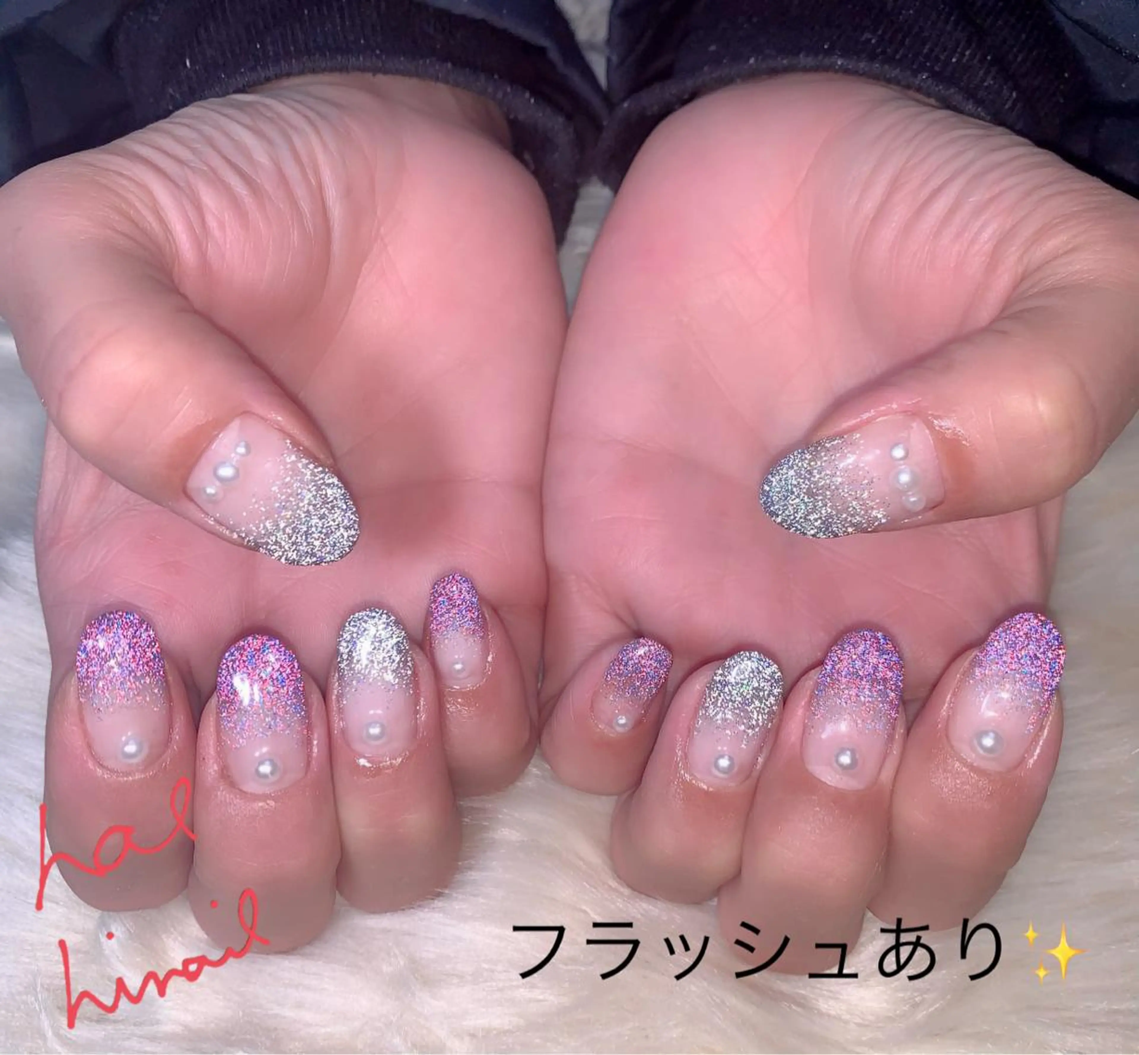 ネイル フラッシュネイル グラデーション ラメ(グリッター) ラメグラデーション はるひな ねいるのネイルデザイン