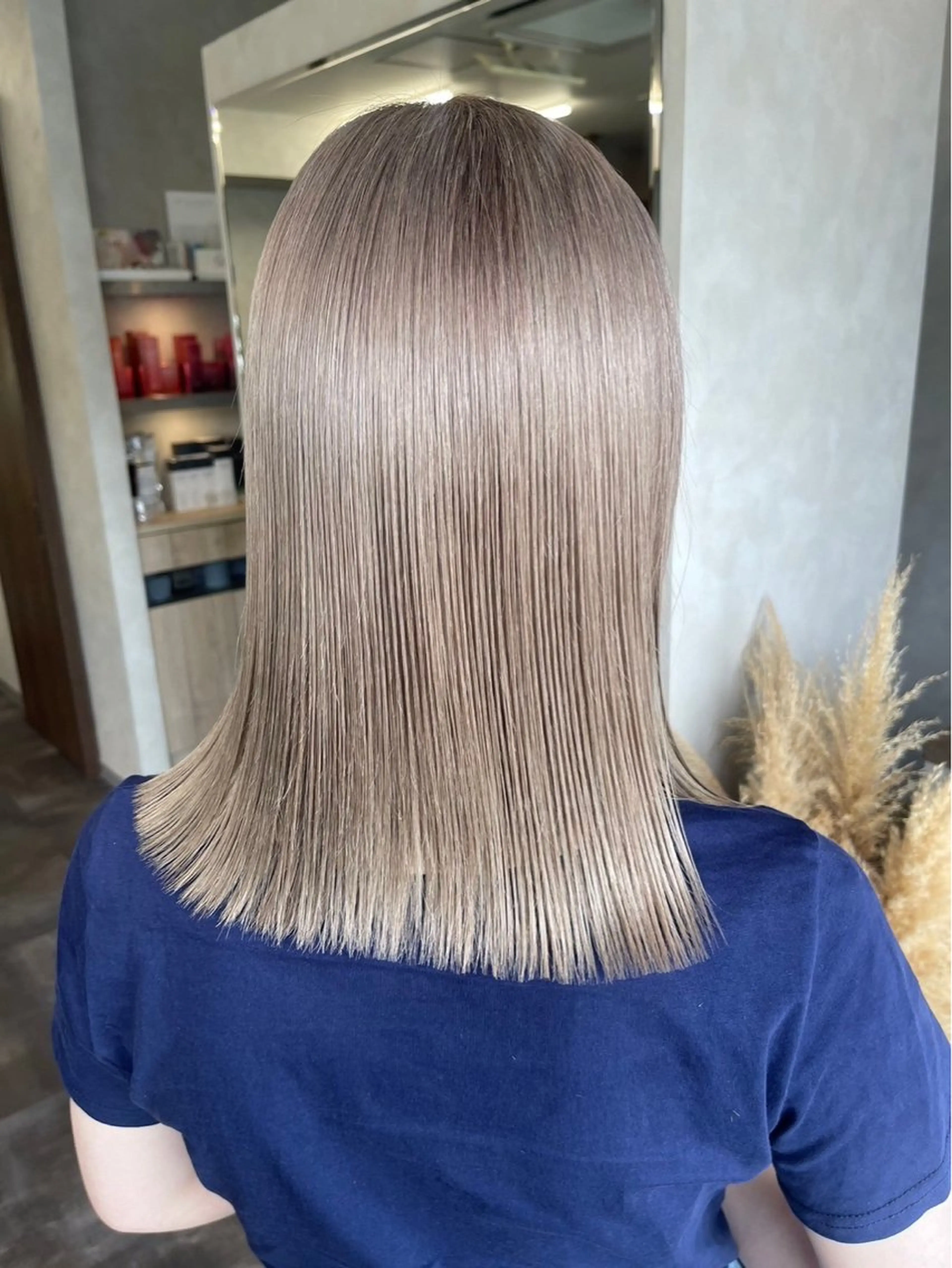 セミロング カラー グレージュ ヘアカラー トリートメント Haru/THREE …by velvetのヘアスタイル