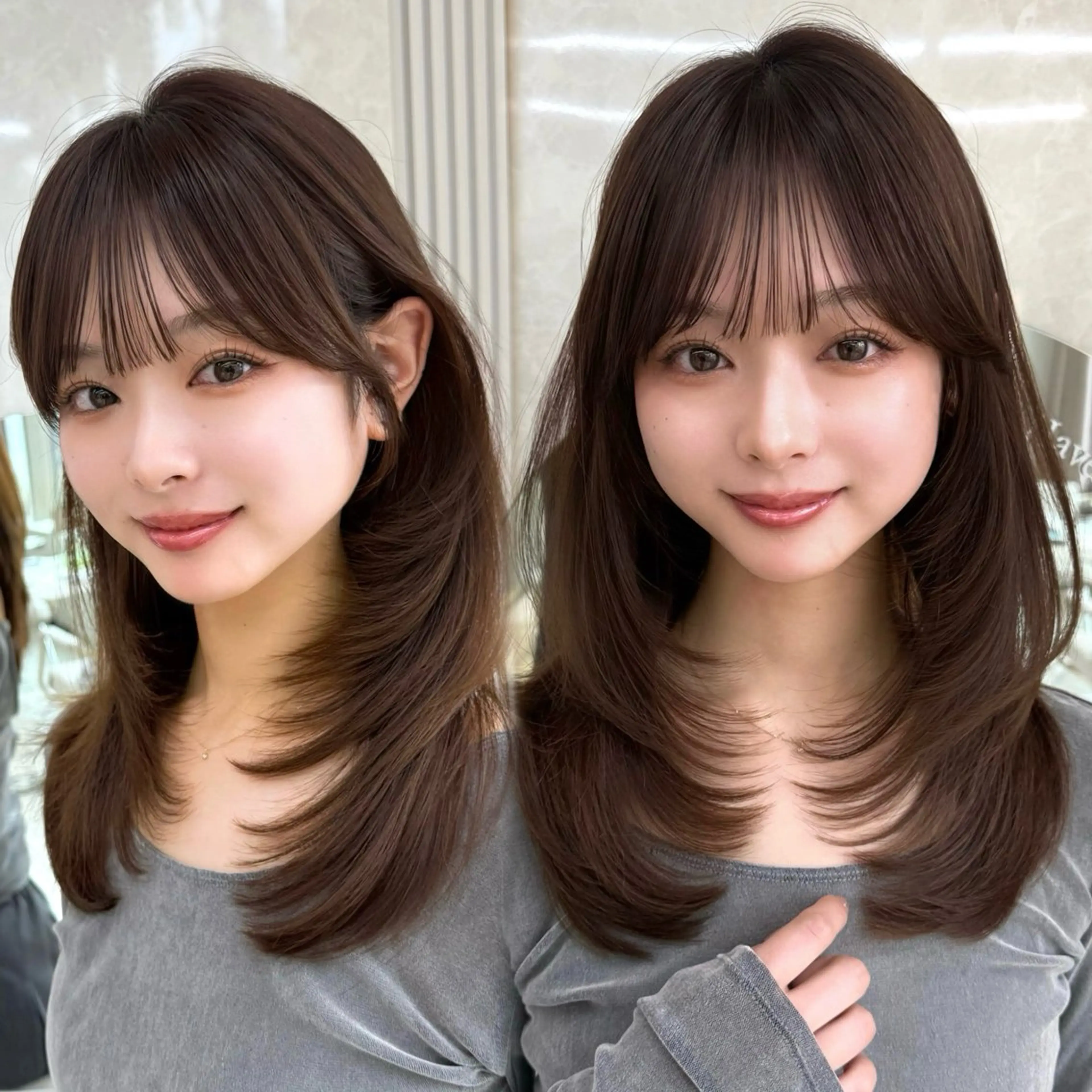 セミロング カット トリートメント 似合わせレイヤー 透明感カラーのヘアスタイル