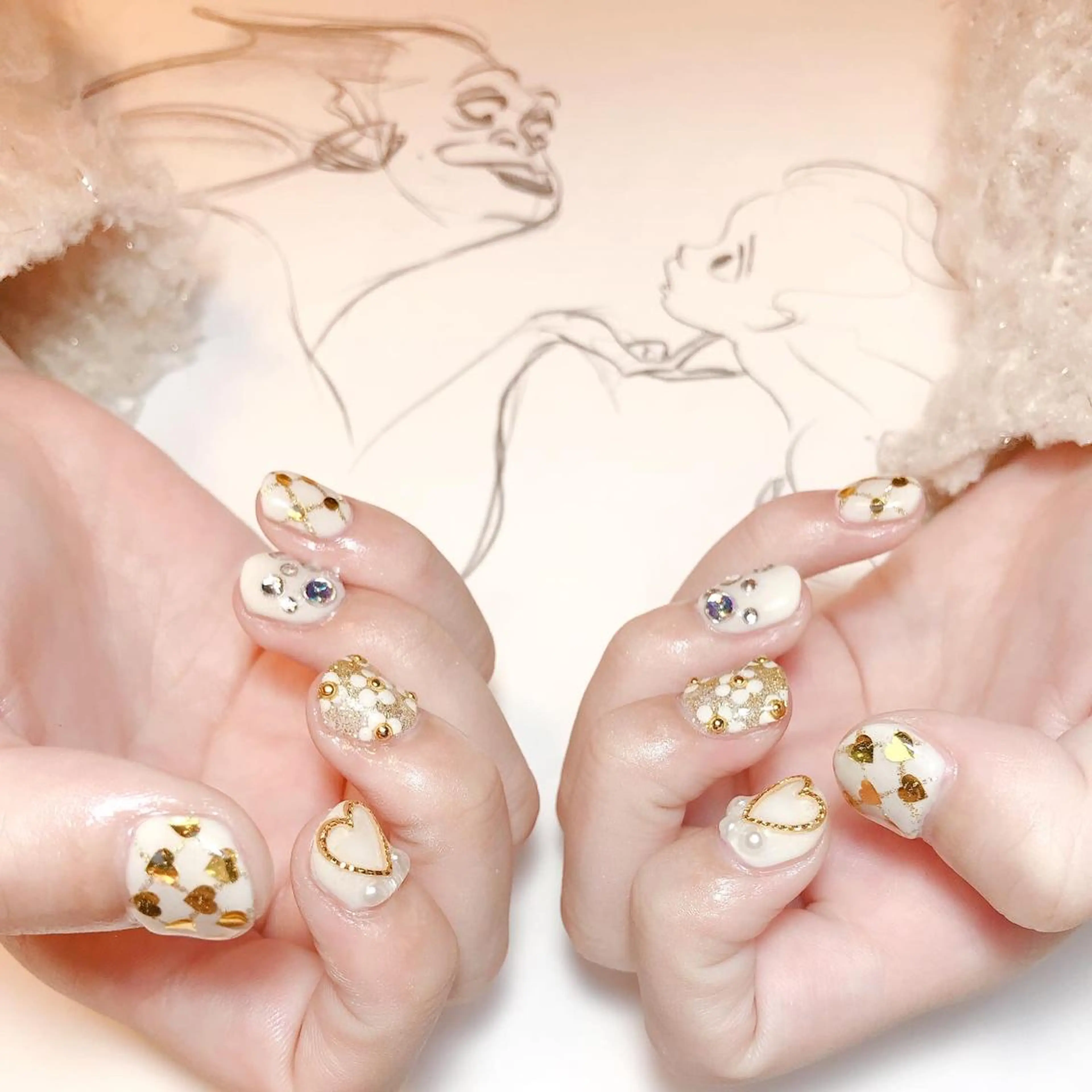 ネイル フラワーネイル ハート owlnail /持込みデザイン専門のネイルデザイン