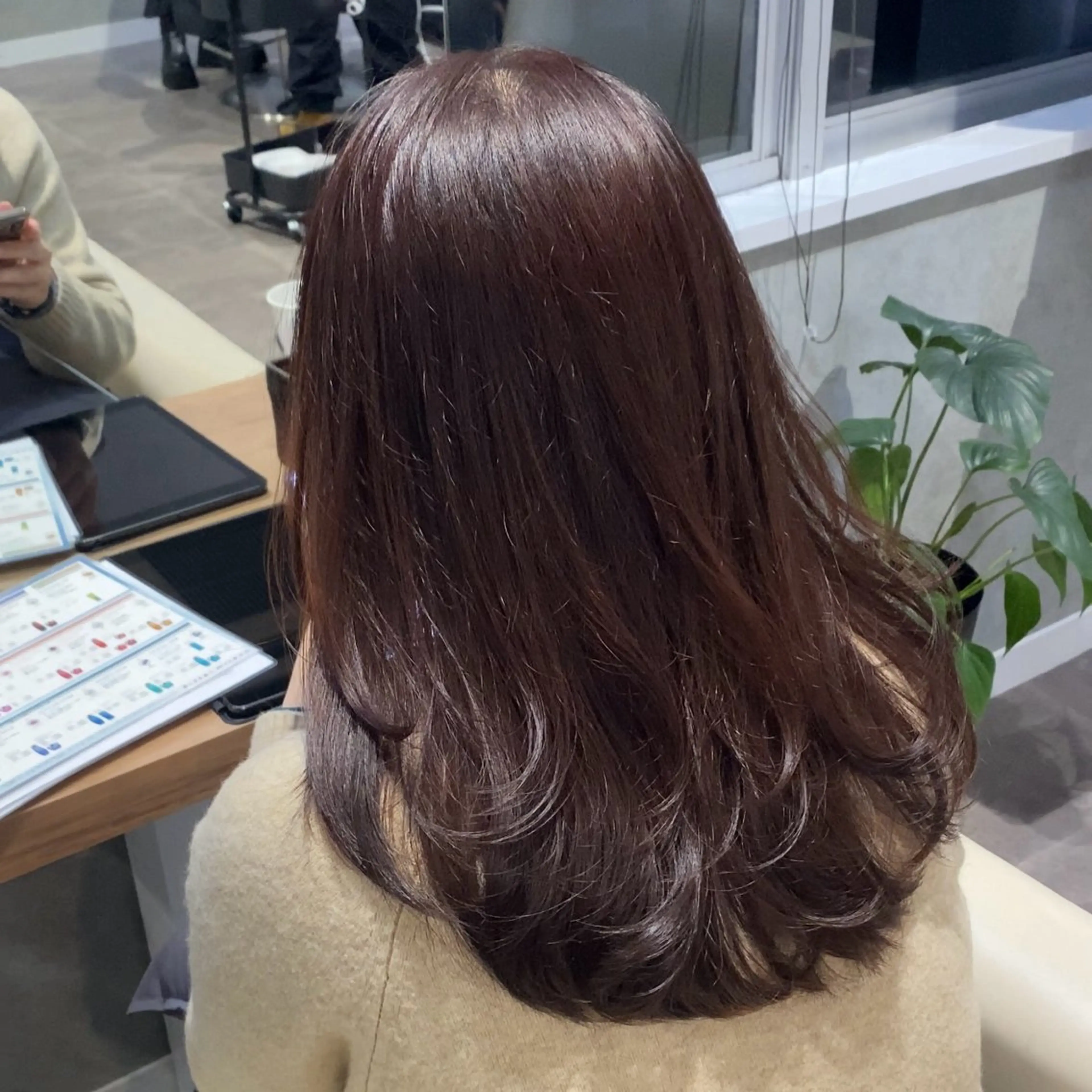 セミロング カラー カット ヘアカラー 細めハイライト🩶 ボブ/レイヤーカットのヘアスタイル