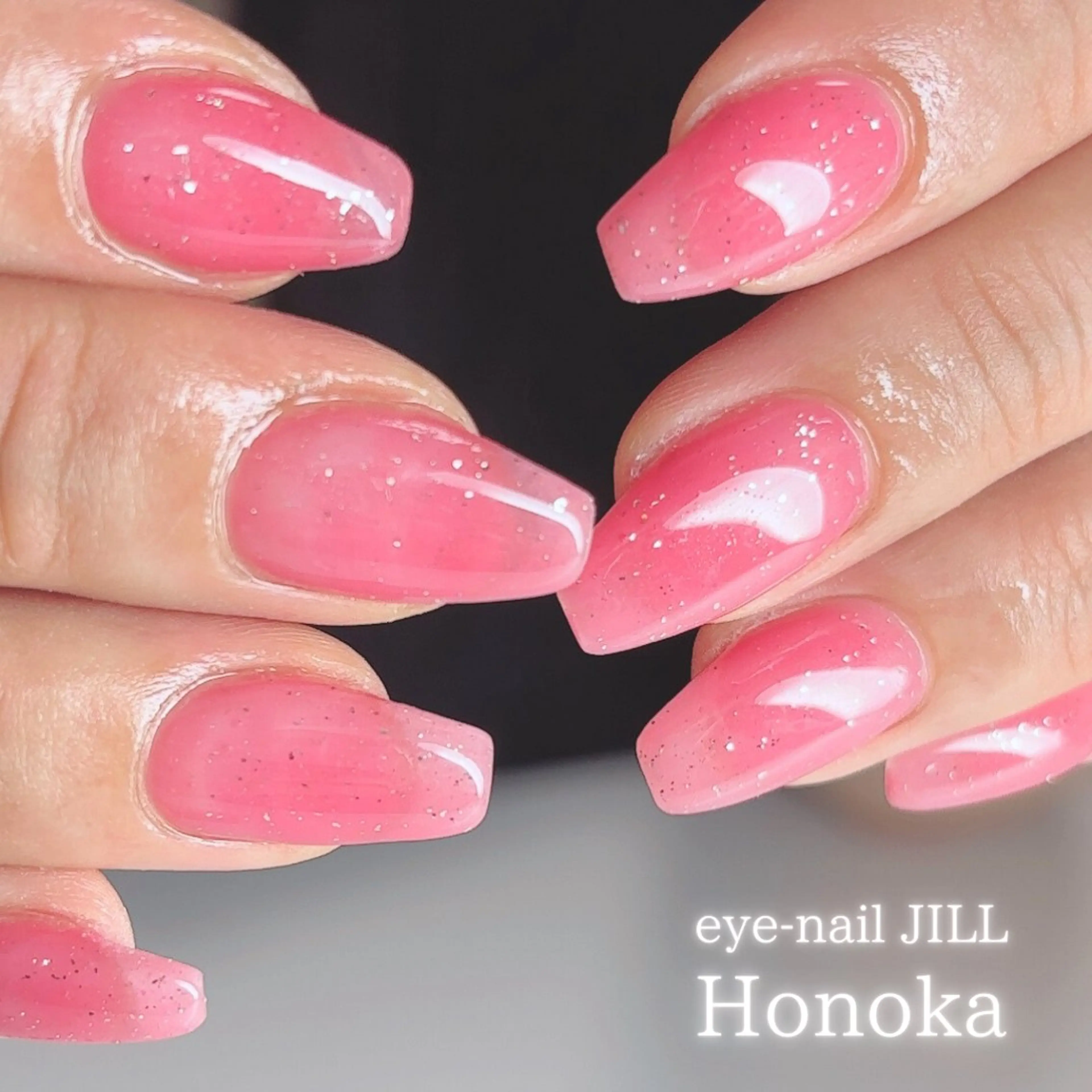 ネイル フラッシュネイル ラメ(グリッター) ワンカラーネイル ピンク ハンドネイル JILL Honokaのネイルデザイン