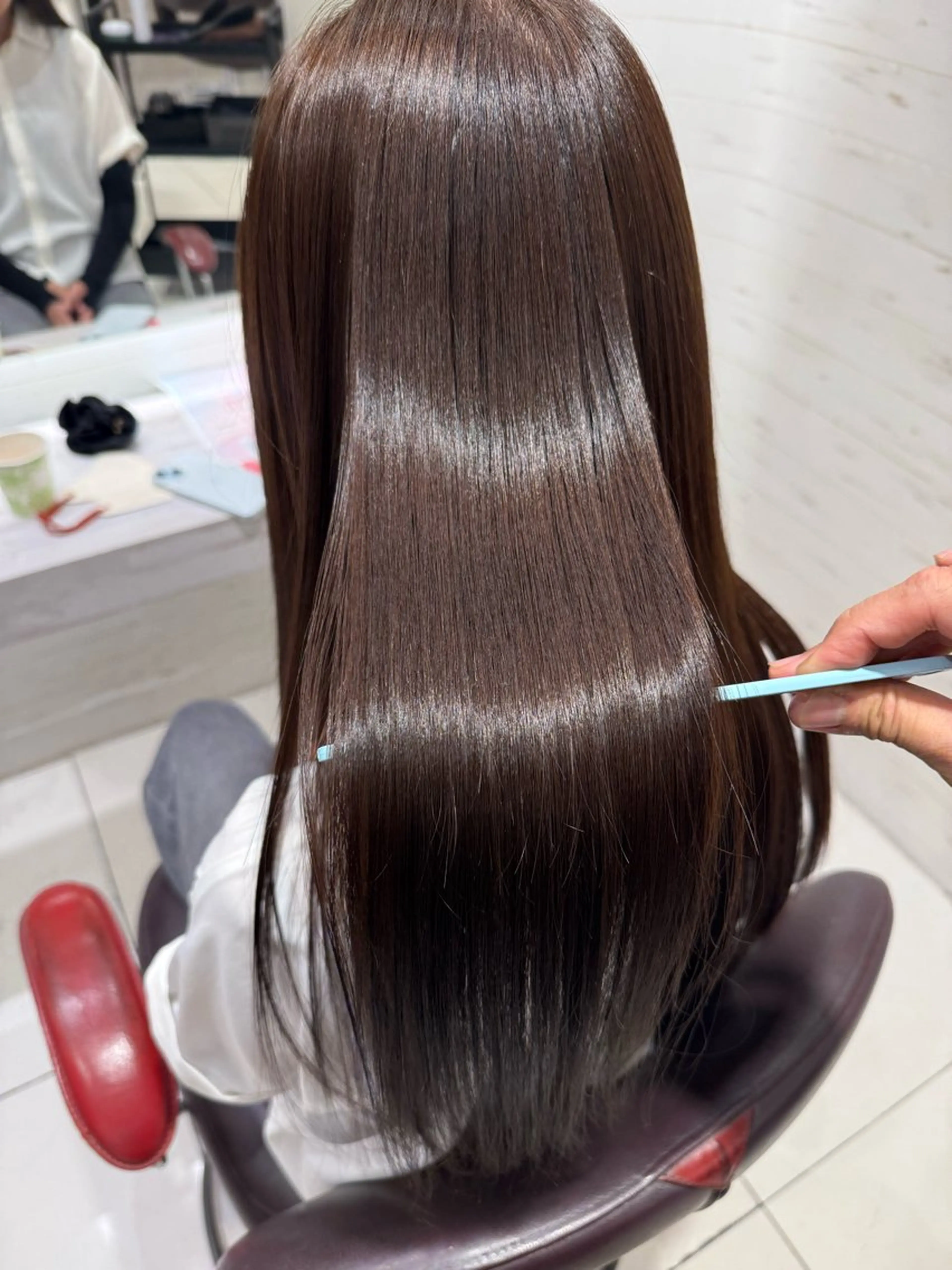 ロング カット 縮毛矯正 トリートメント EARTH 山﨑龍馬のヘアスタイル