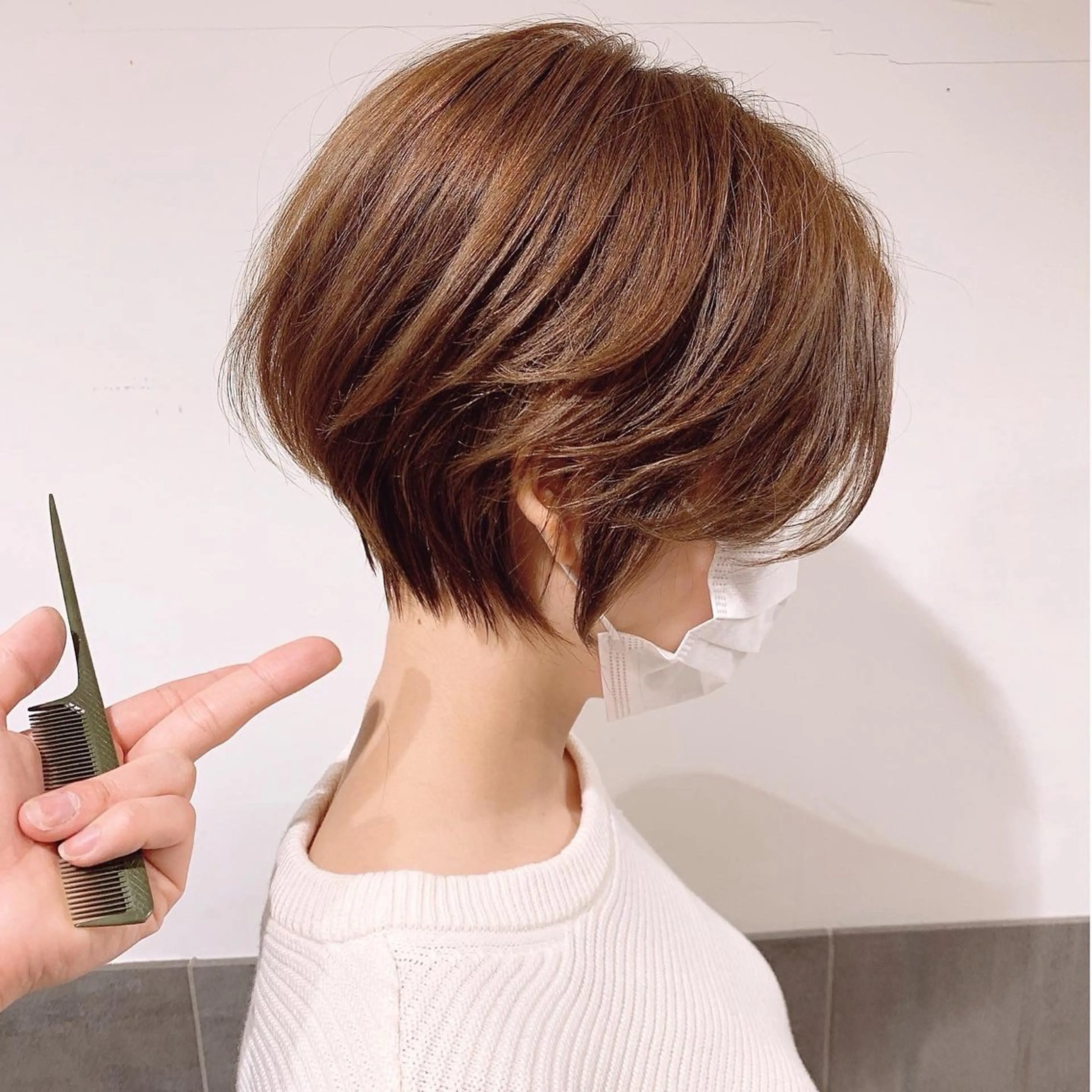 【🩵透け感◎🩵】デザインショートカット+透明感カラー+美髪トリートメント🍁の写真