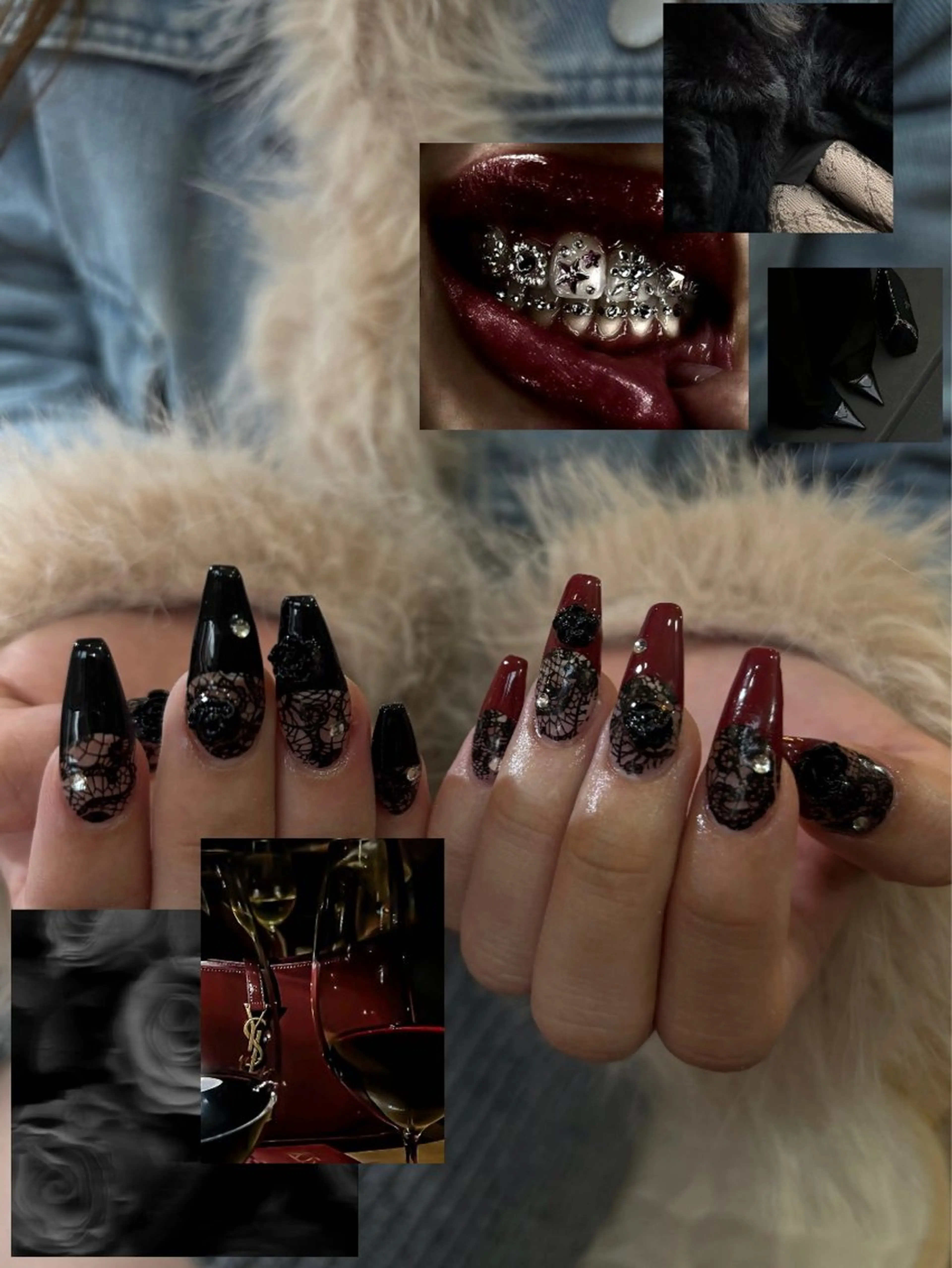 ネイル フレンチネイル レース 赤色 ハンドネイル Esthetic Salon manish所属・Nailist Rinaのネイルデザイン