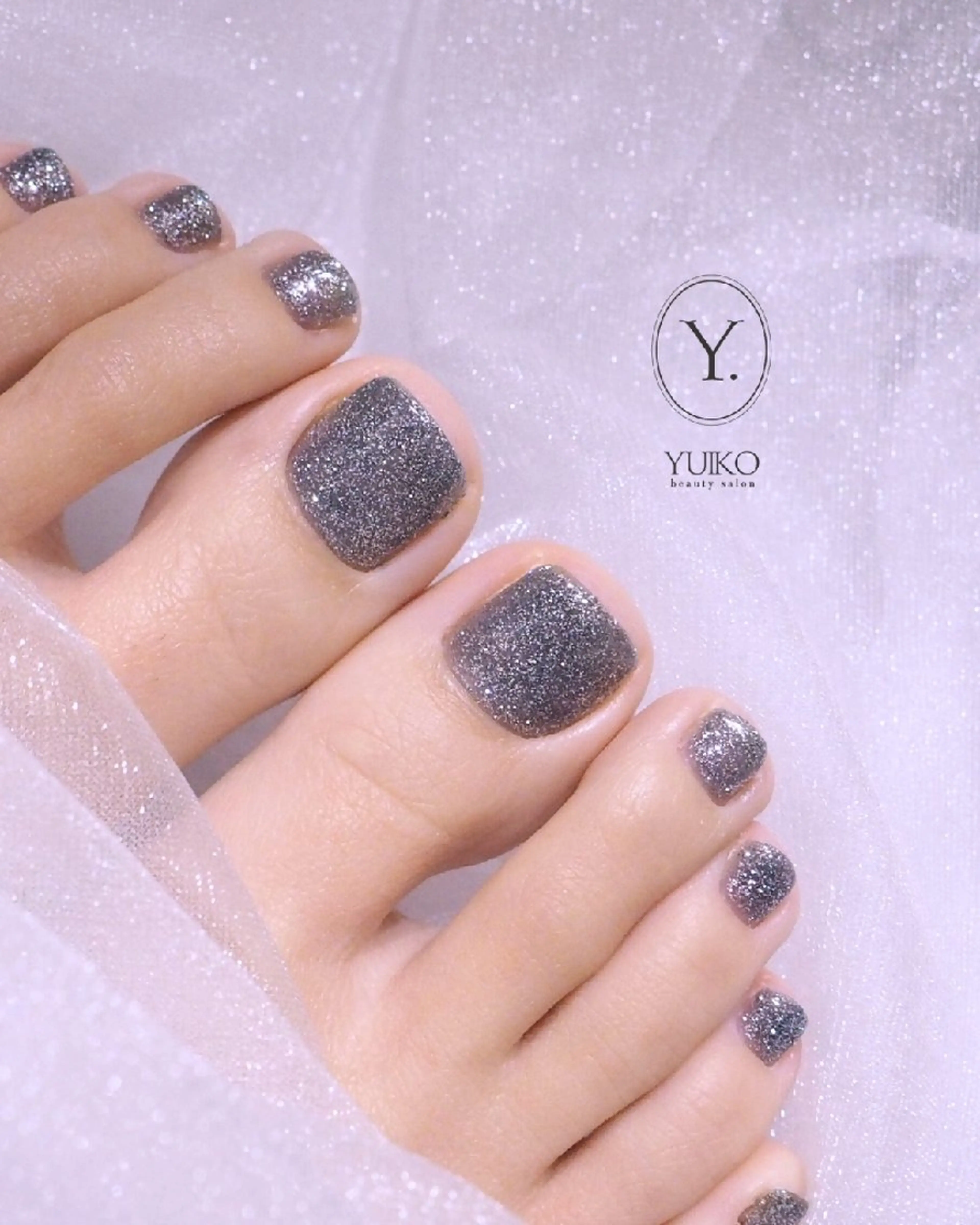 ネイル フラッシュネイル ネイビー フットネイル YUIKO _nail のネイルデザイン