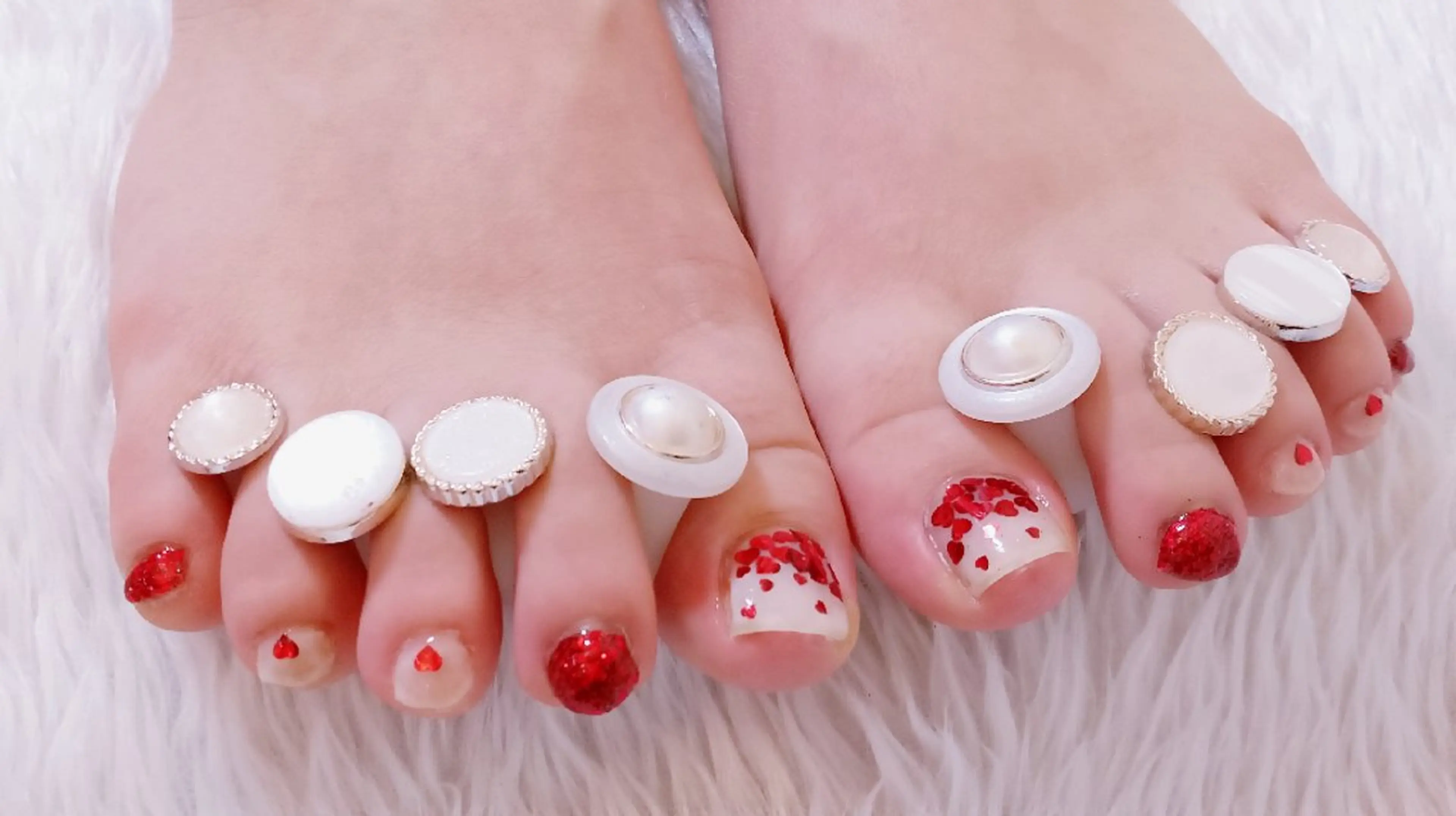 ネイル フットネイル ハート フットネイル Nail Salon macherieのネイルデザイン