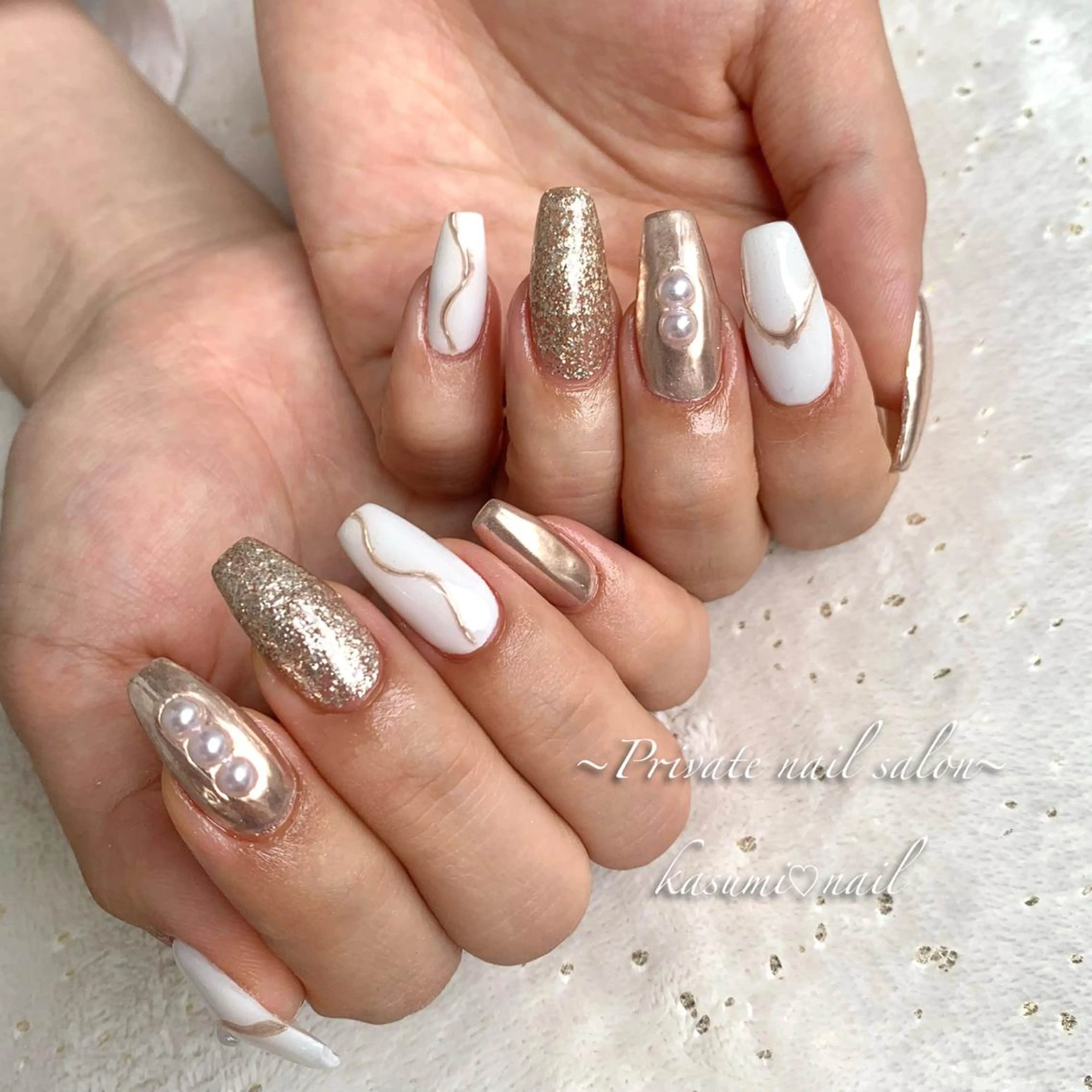 ネイル アートネイル ラメ(グリッター) マグネットネイル ミラーネイル 持ち込み KASUMI♡ Nailのネイルデザイン