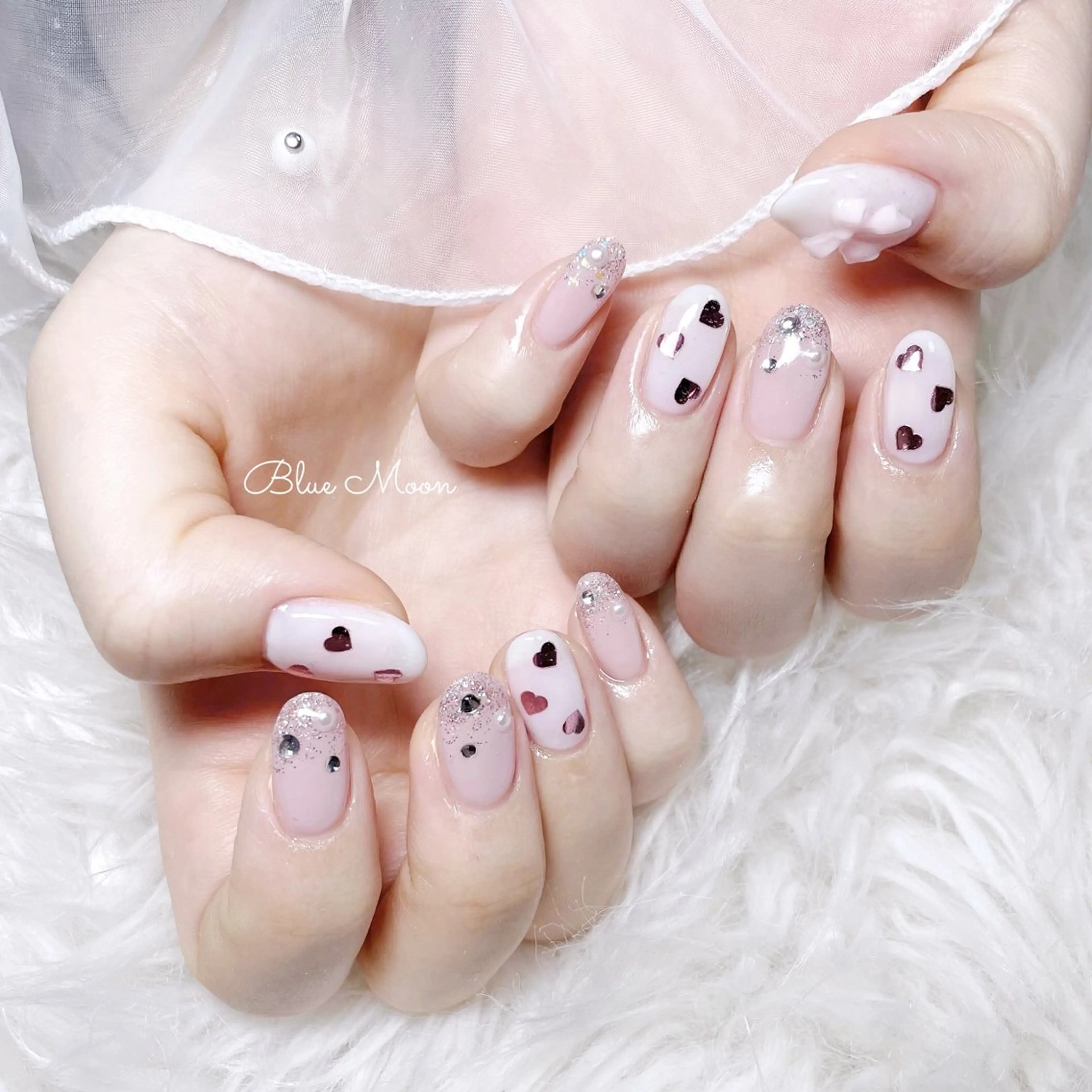 ネイル リボン ハンドネイル フットネイル ハンドケア nail salon Blue Moonのネイルデザイン