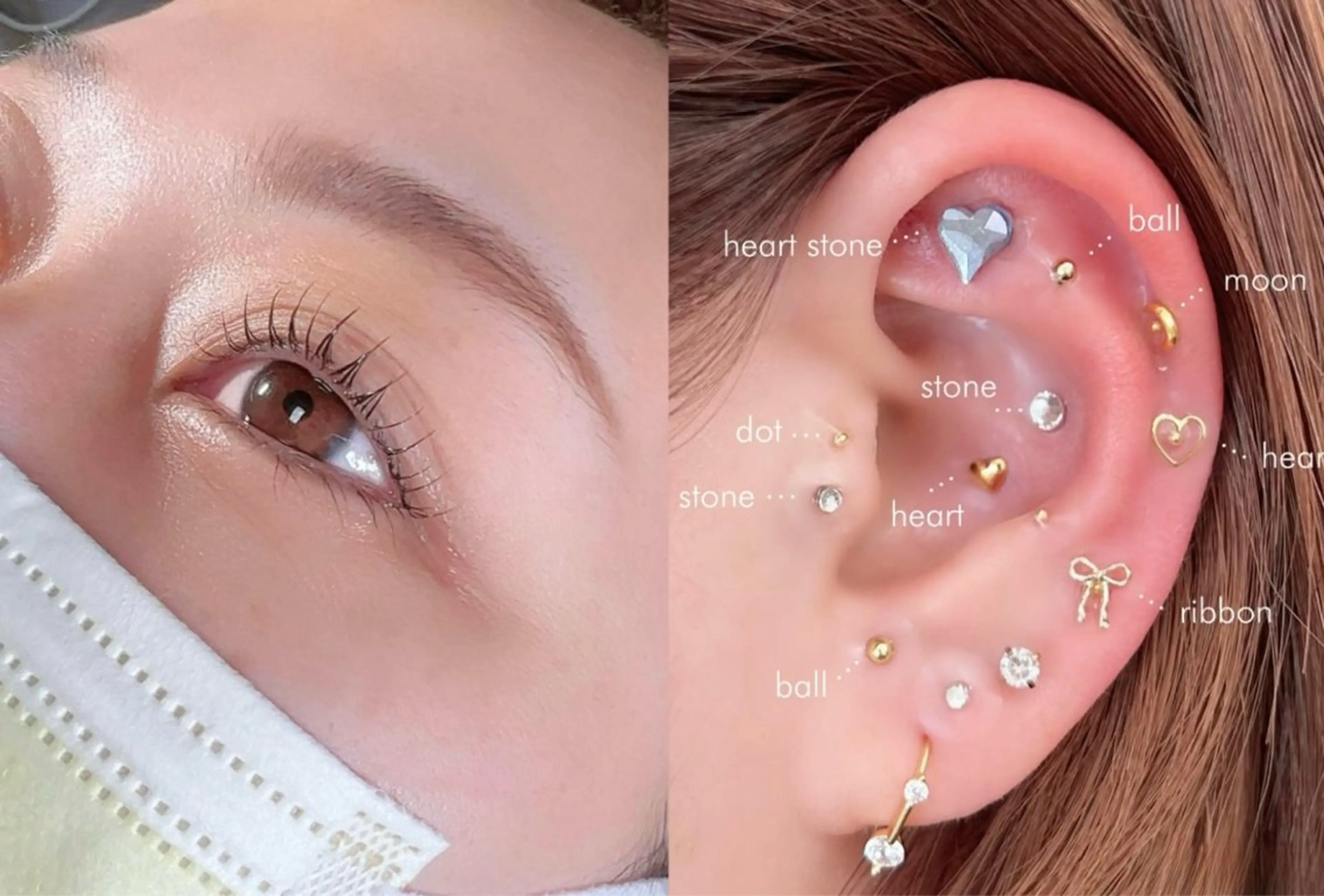 まつげパーマ、ラッシュリフト、韓国風まつげパーマ＋耳つぼジュエリーセットの写真
