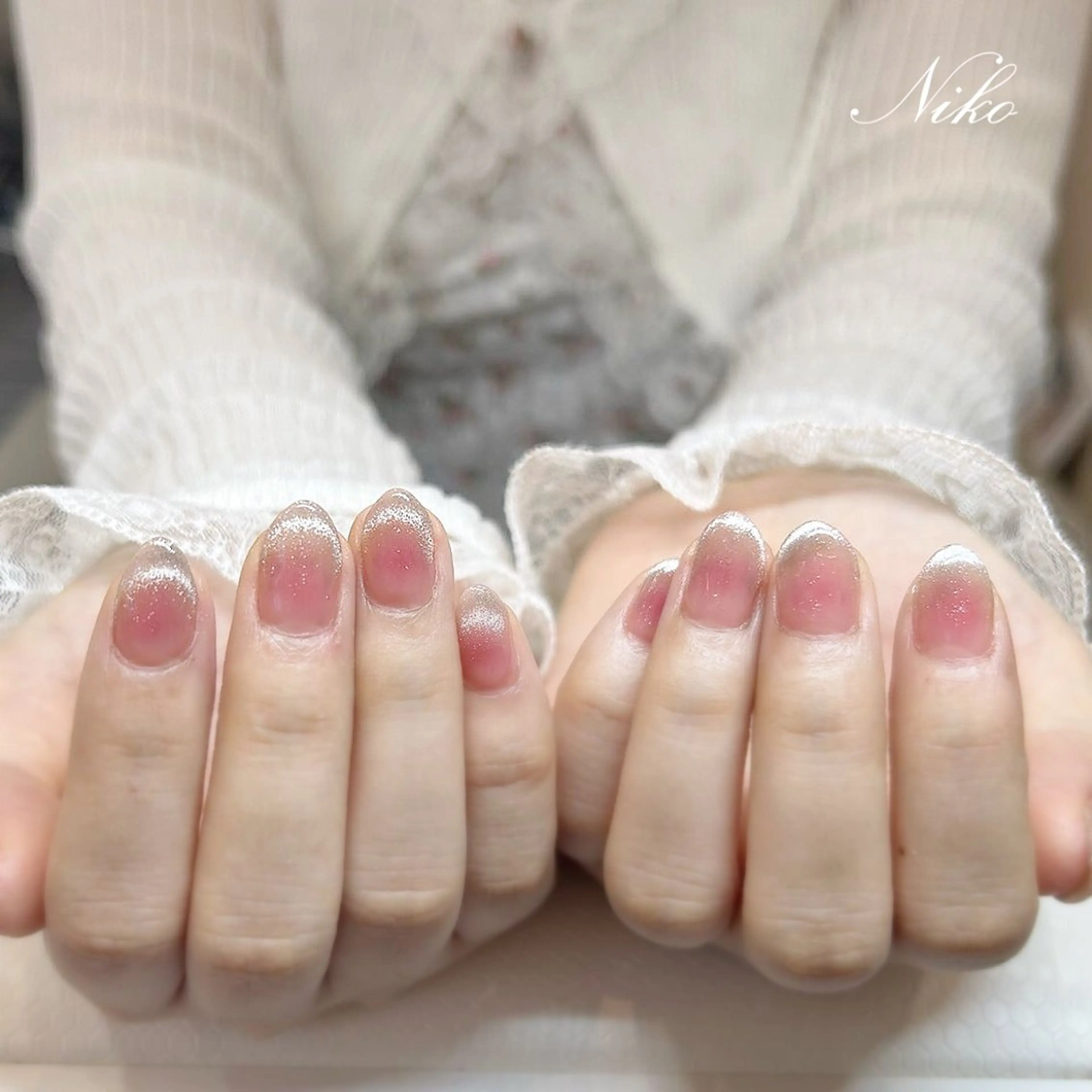 ネイル チークネイル 長さ出し フラッシュネイル フットネイル フレンチネイル Niko nailサロンのネイルデザイン