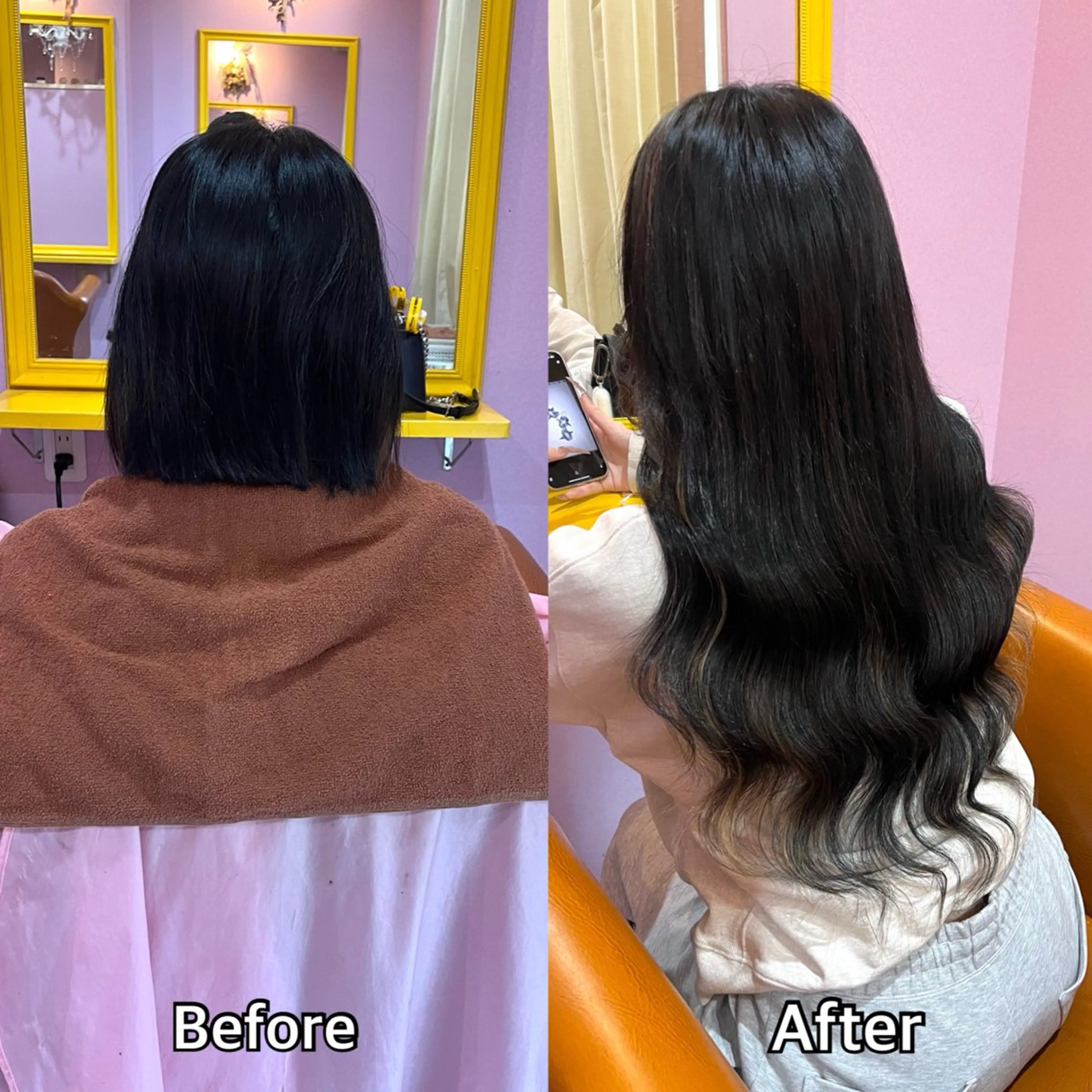 ロング エクステ シール＋ちび編み込み エクステ梅田🐨のヘアスタイル