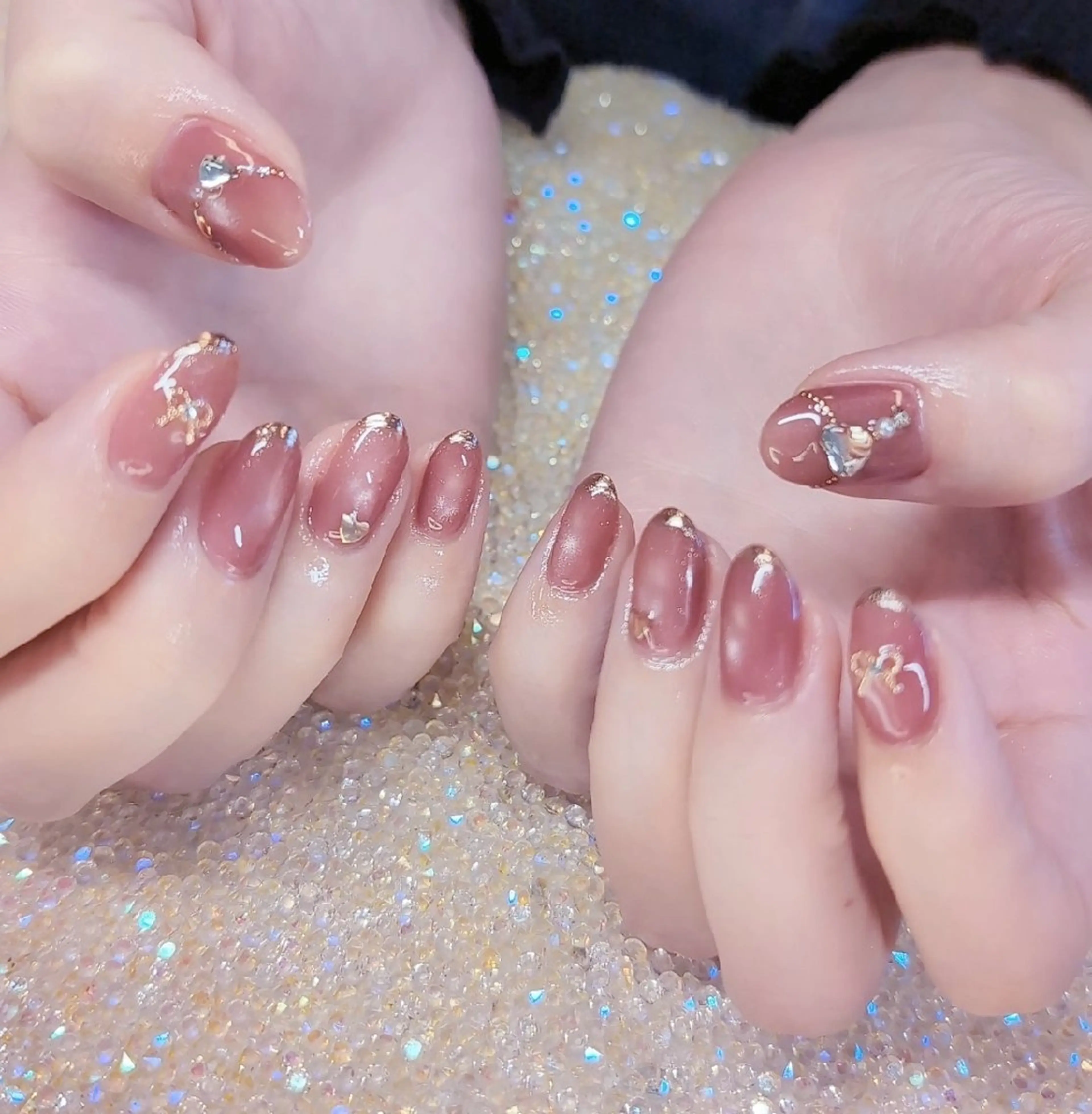 ネイル 長さ出し ジェルネイル 韓国ネイル マグネットネイル ニュアンスネイル I LOVE ME  NAIL.｡.:*♡のネイルデザイン