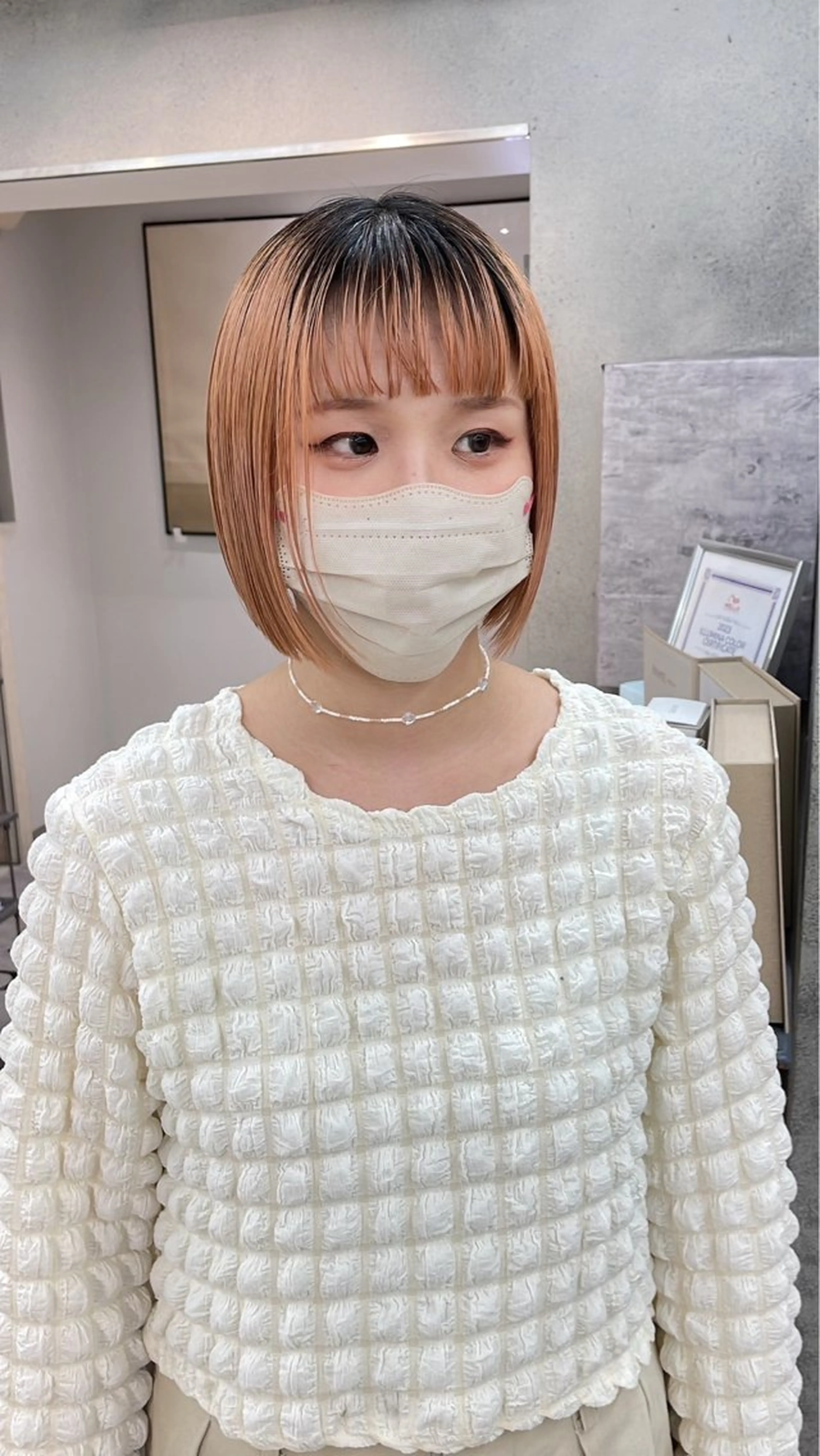 ショート カラー ヘアアレンジ ボブ/透明感ベージュ 🫧クルミ🌟のヘアスタイル