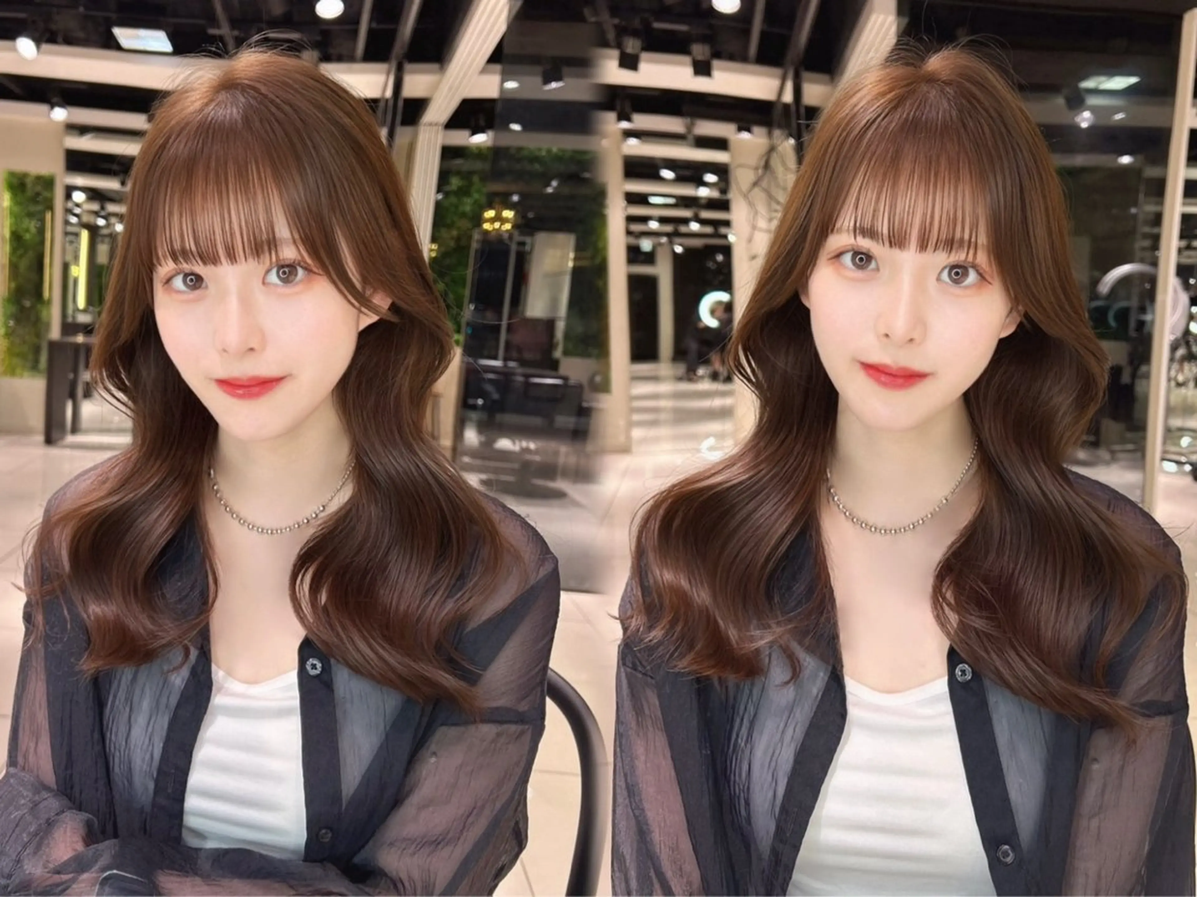 セミロング まつパ/艶カラー/ 縮毛矯正/岸川美月のヘアスタイル