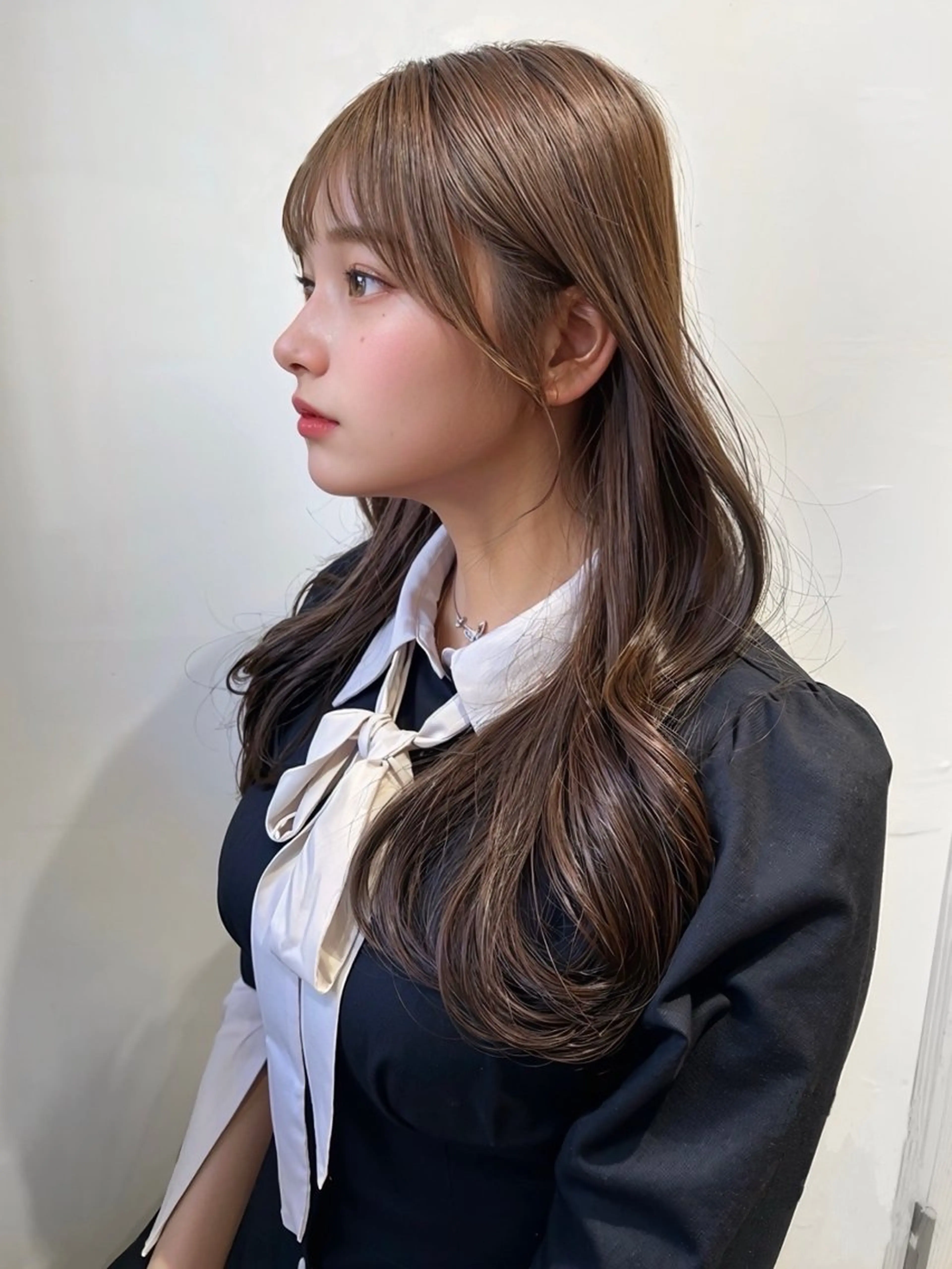 セミロング カラー 顔周りカット/髪質改 善/新宿/畑中稔里のヘアスタイル