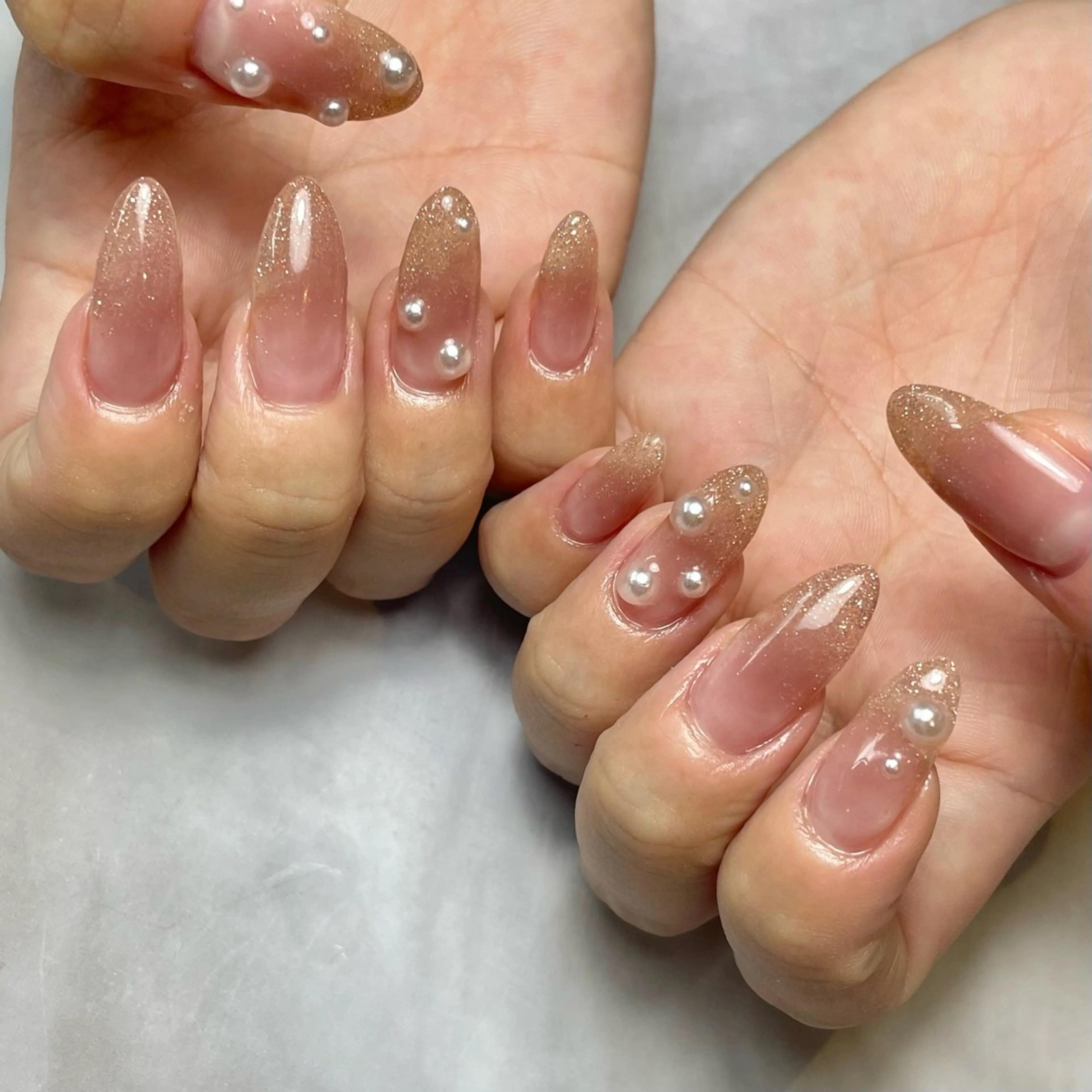 ネイル チークネイル フラッシュネイル ラメ(グリッター) 持ち込み ハンドネイル Reflection marikoのネイルデザイン