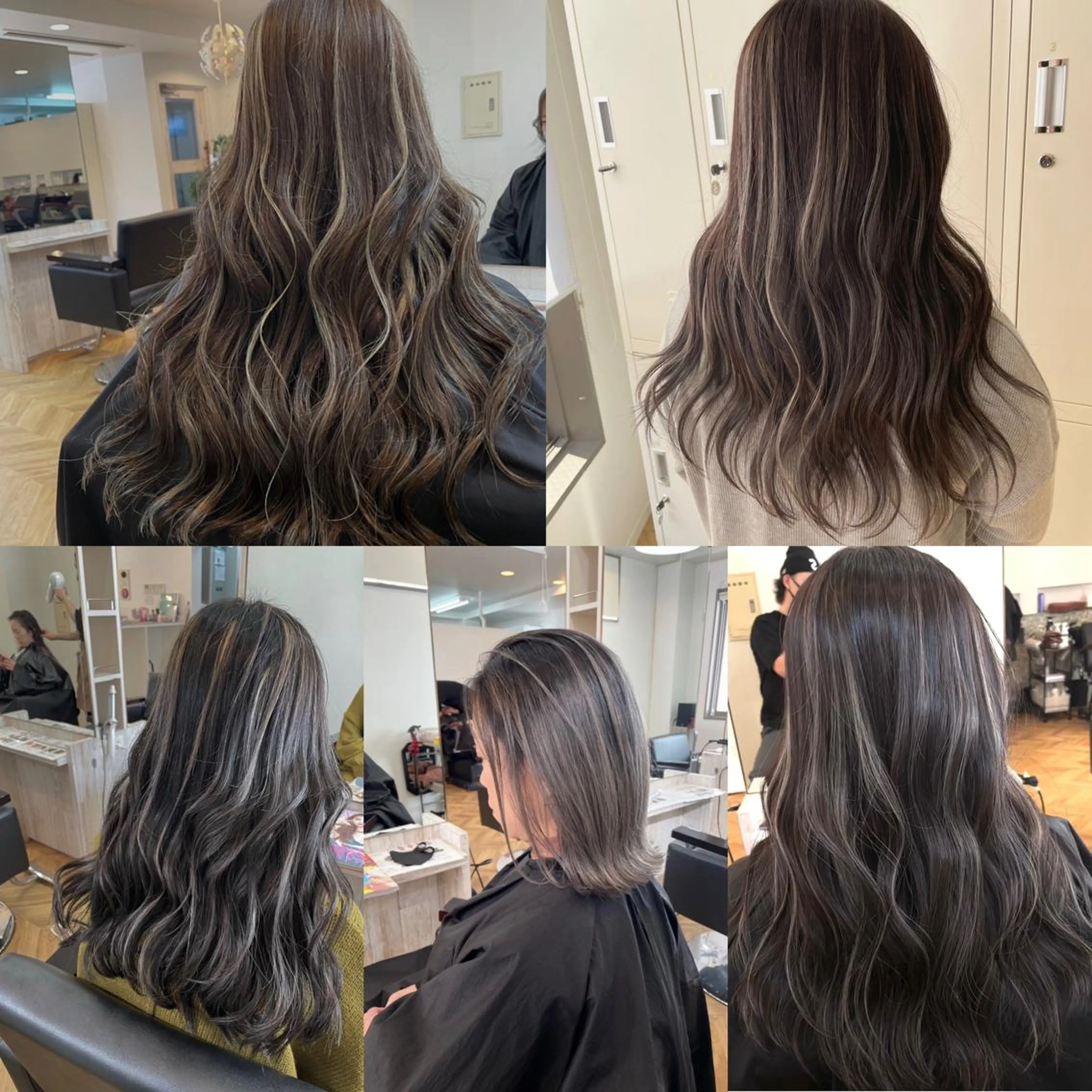 ロング ヘアカラー トリートメント ハイトーン髪質改善 家中貴典のヘアスタイル