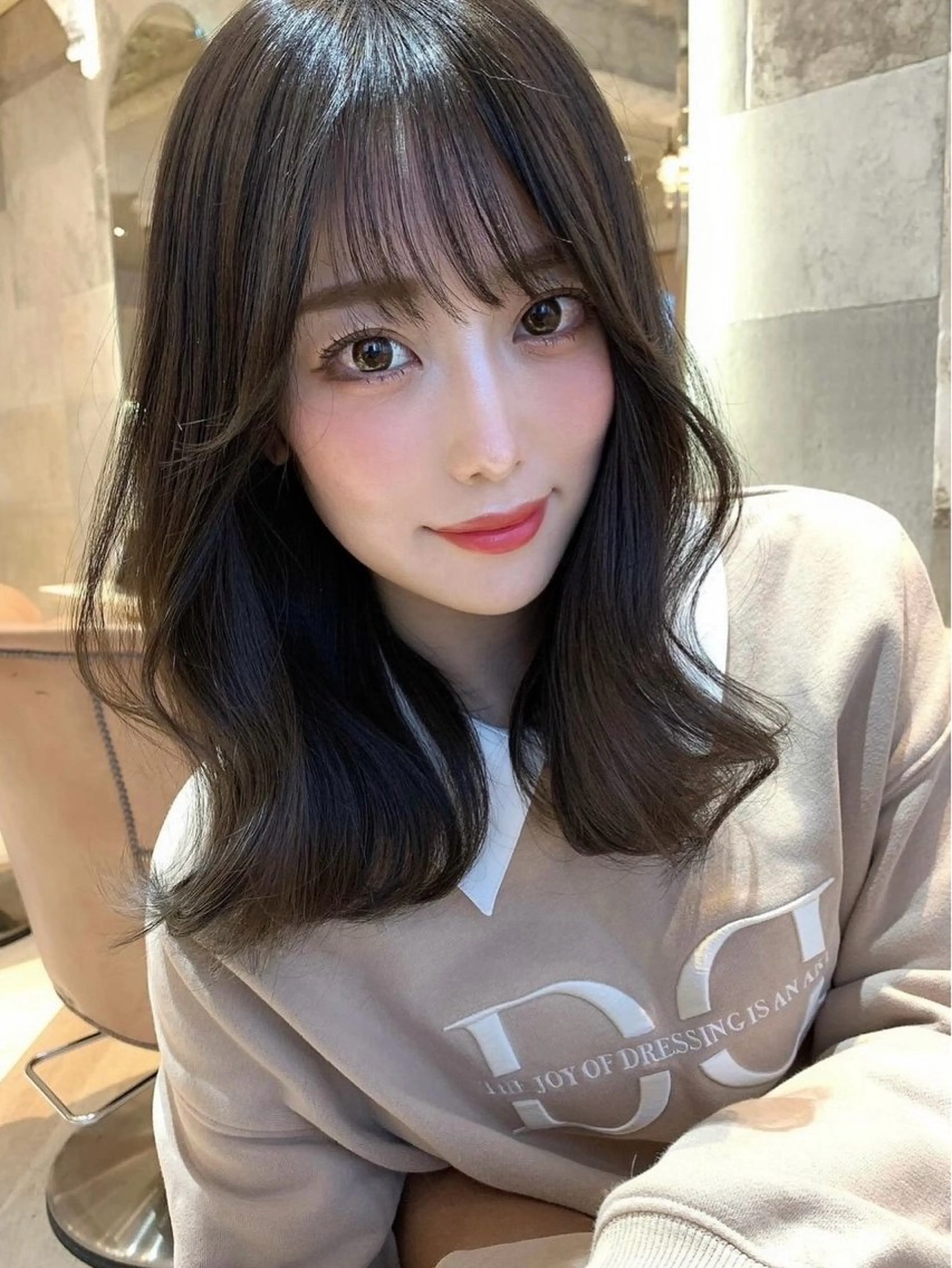 ミディアム カラー カット ヘアカラー トリートメント 佐京春奈/縮毛矯正 髪質改善/美髪カラーのヘアスタイル