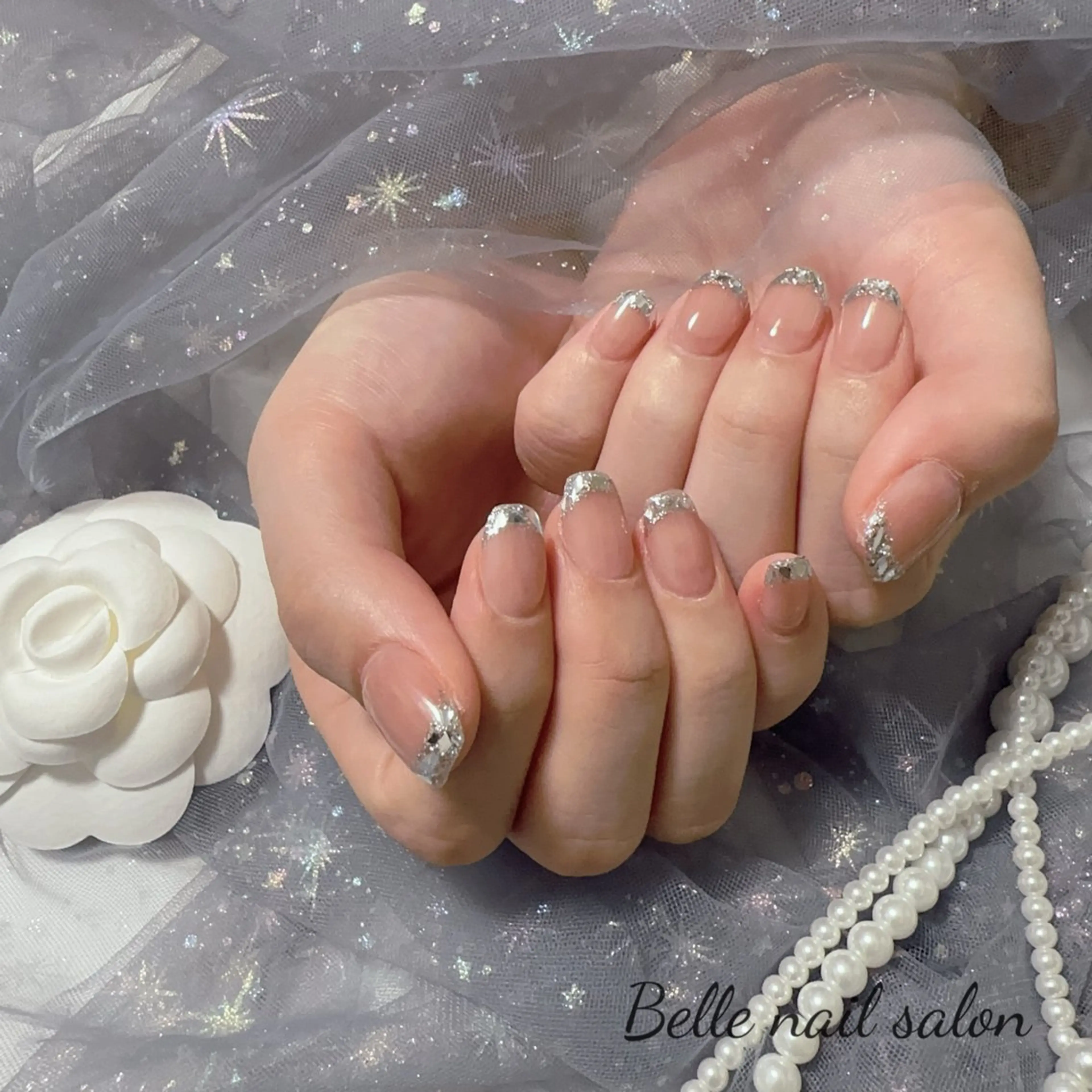 ネイル フレンチネイル ガラスフレンチ Belle nail salon 新小岩のネイルデザイン