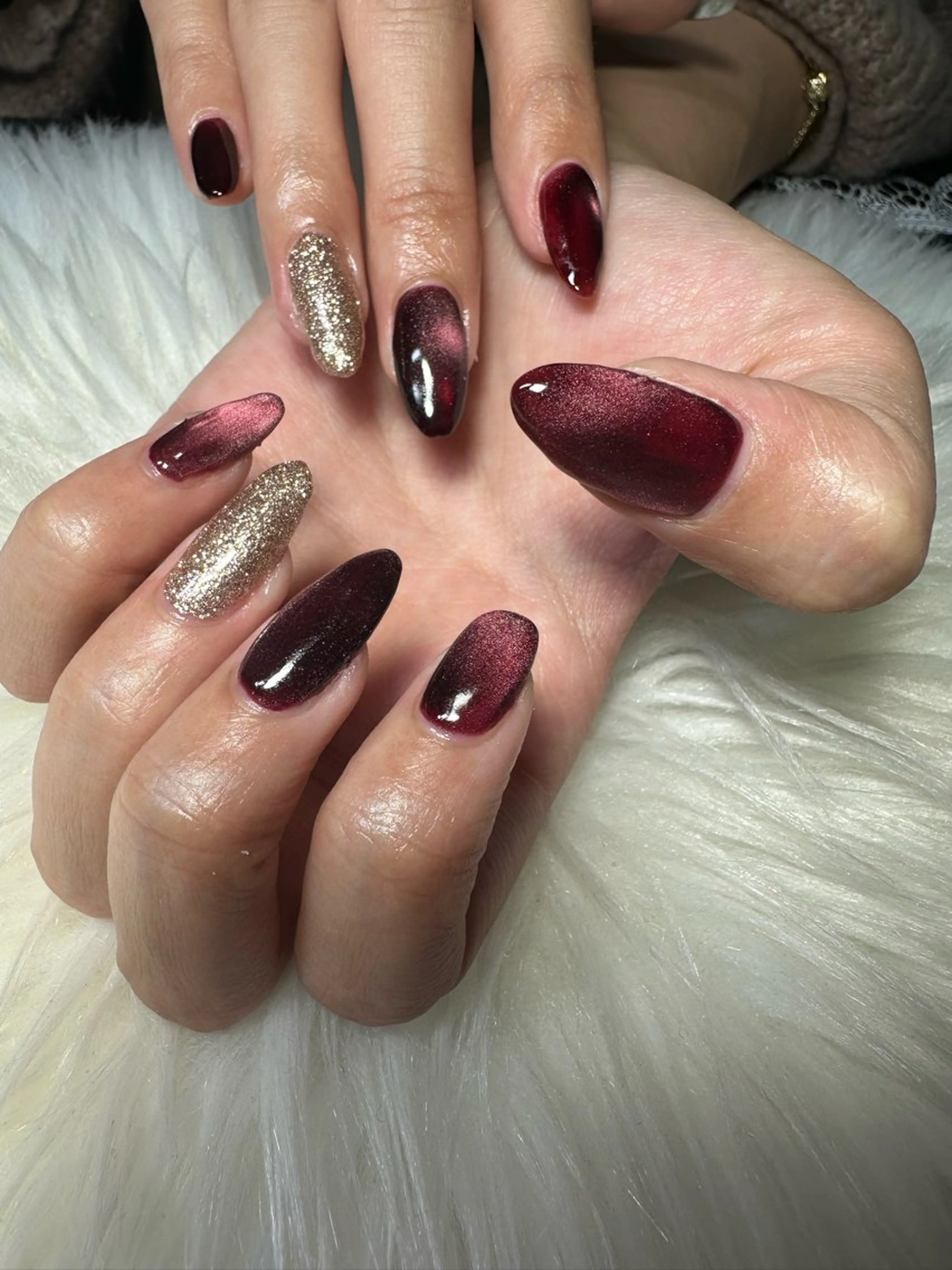 ネイル ボルドー 赤色 バレンタイン miwa ミワのネイルデザイン