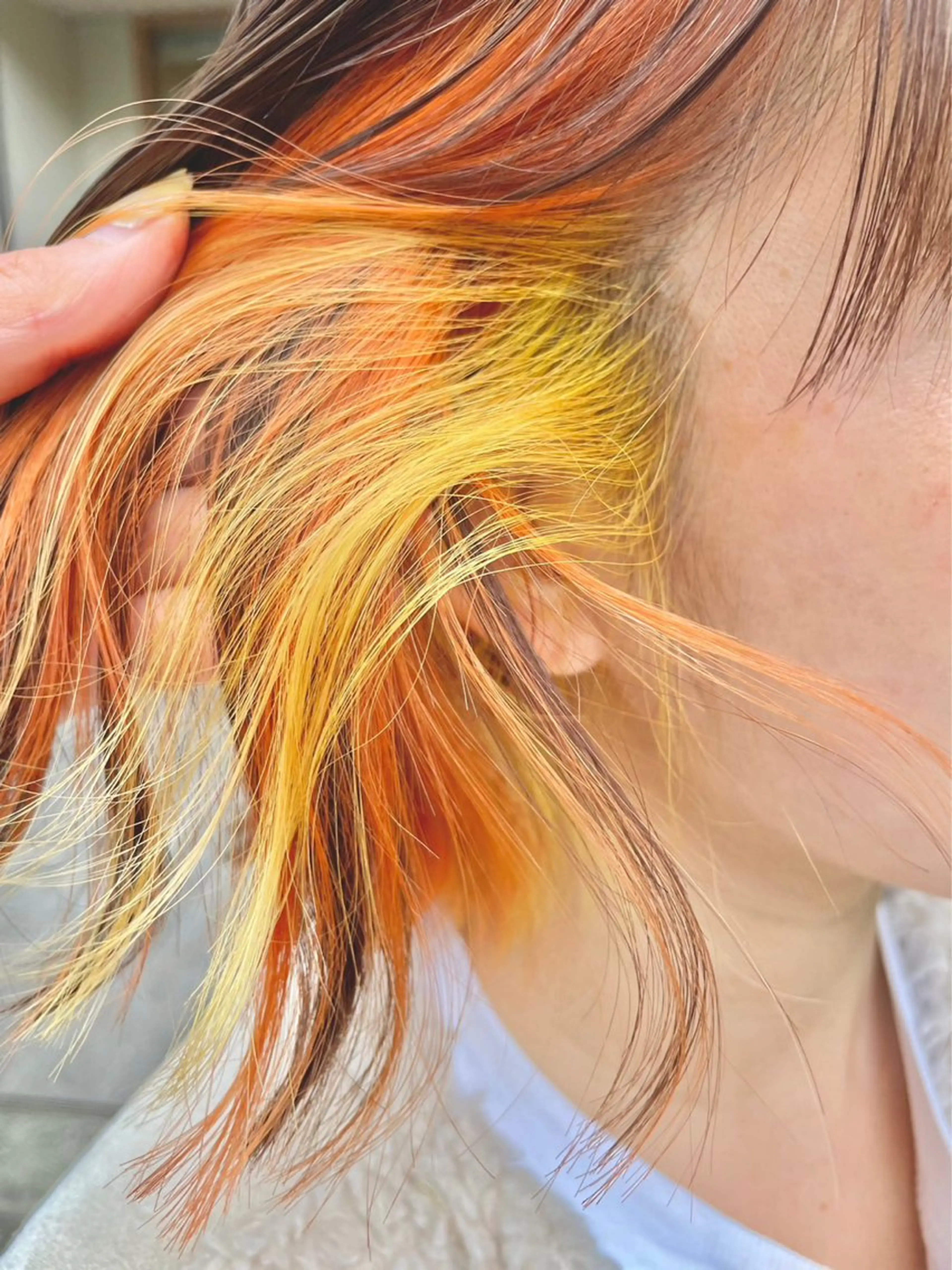 セミロング カラー セミロングパーマ ダブルカラー イヤリングカラー ハイライトカラー ハイトーンカラー 髪質改善&艶カラー/ ほんだあみ (♡)のヘアスタイル