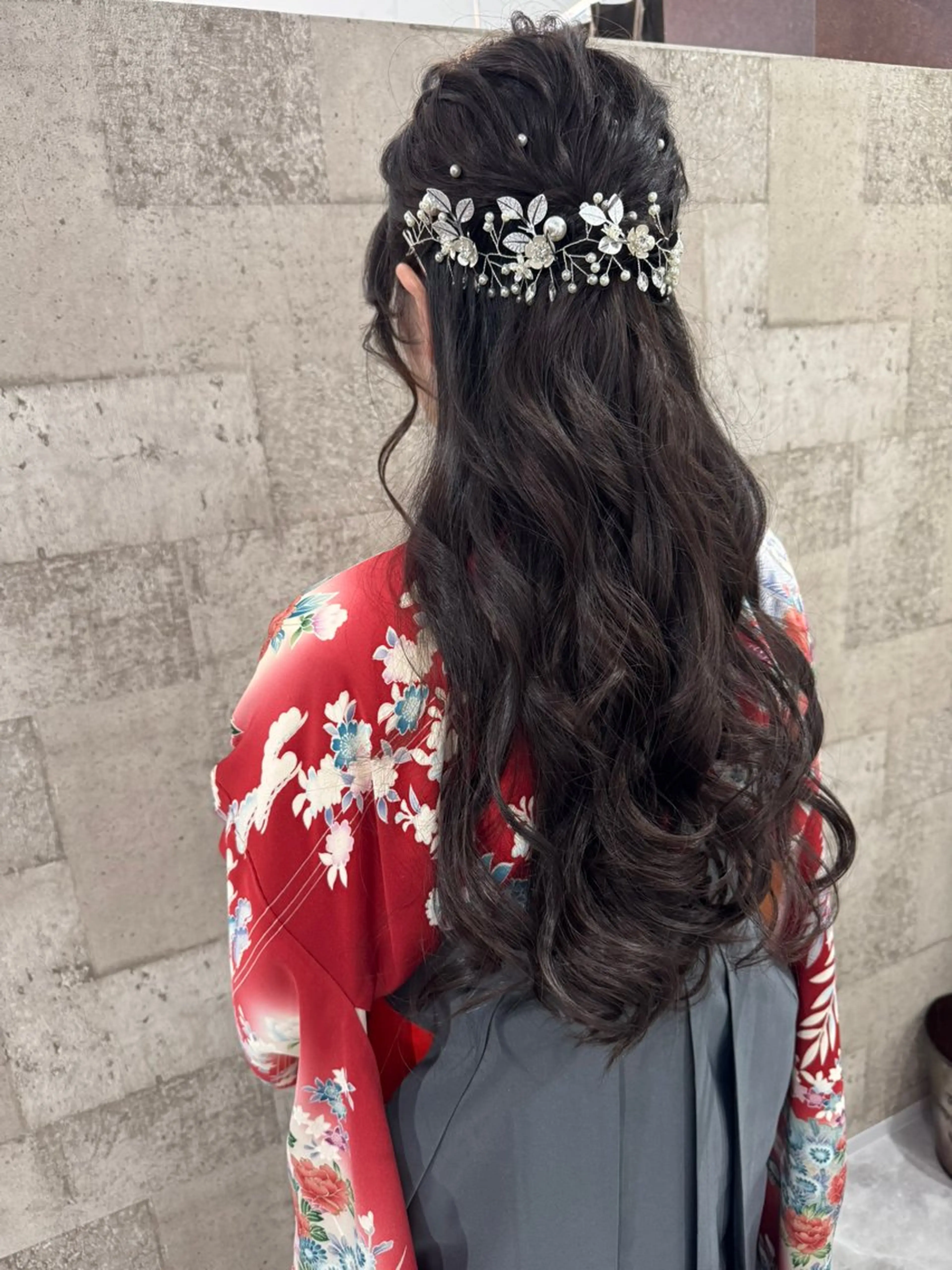 ロング ヘアアレンジ ハーフアップ 入学式 卒業式のヘアスタイル ヘアセット 田中 アキオのヘアスタイル