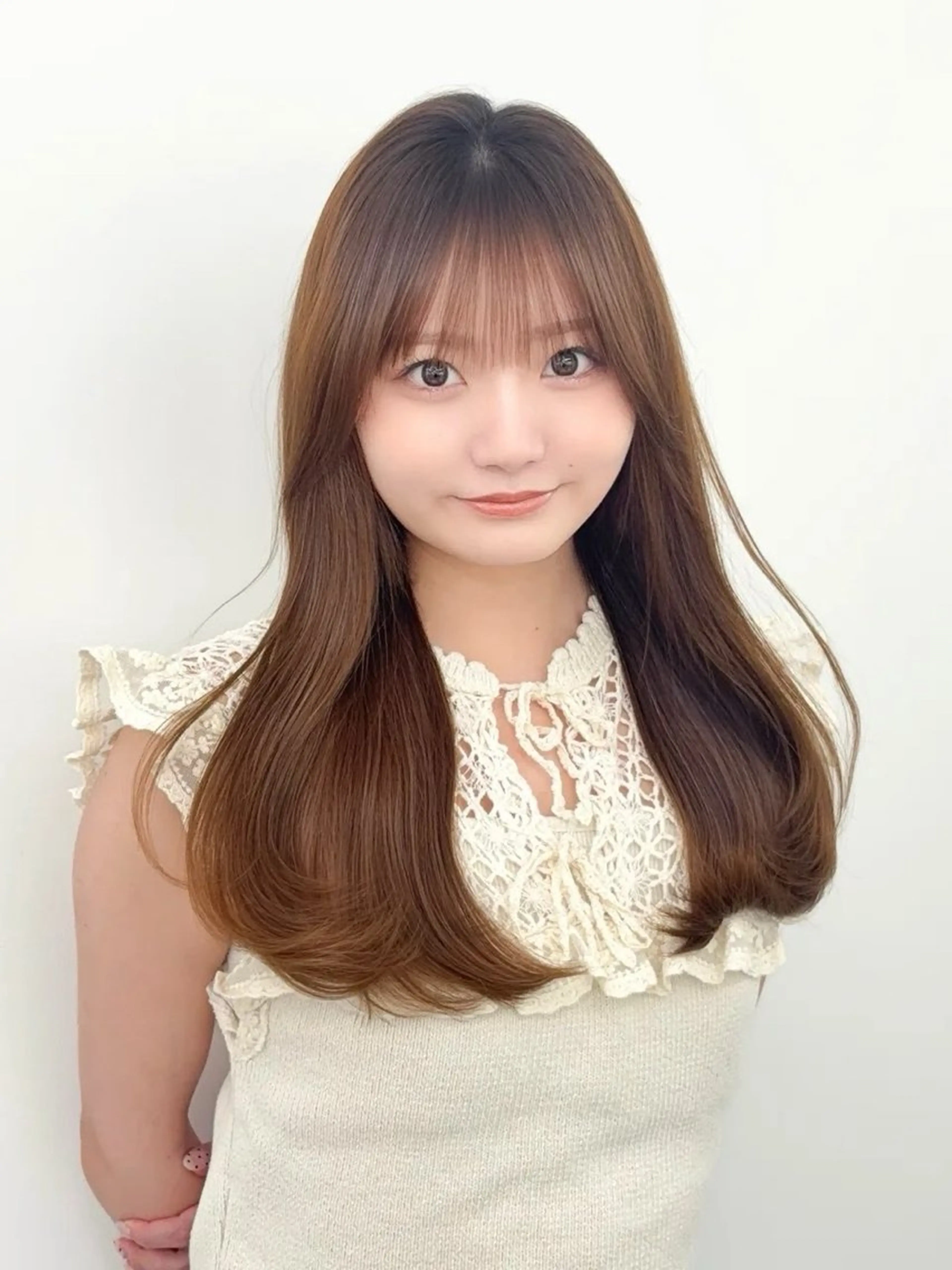 ロング 小顔カット カット ヘアカラー トリートメント 韓国ヘア/レイヤー/ 顔まわり足立遥奈のヘアスタイル