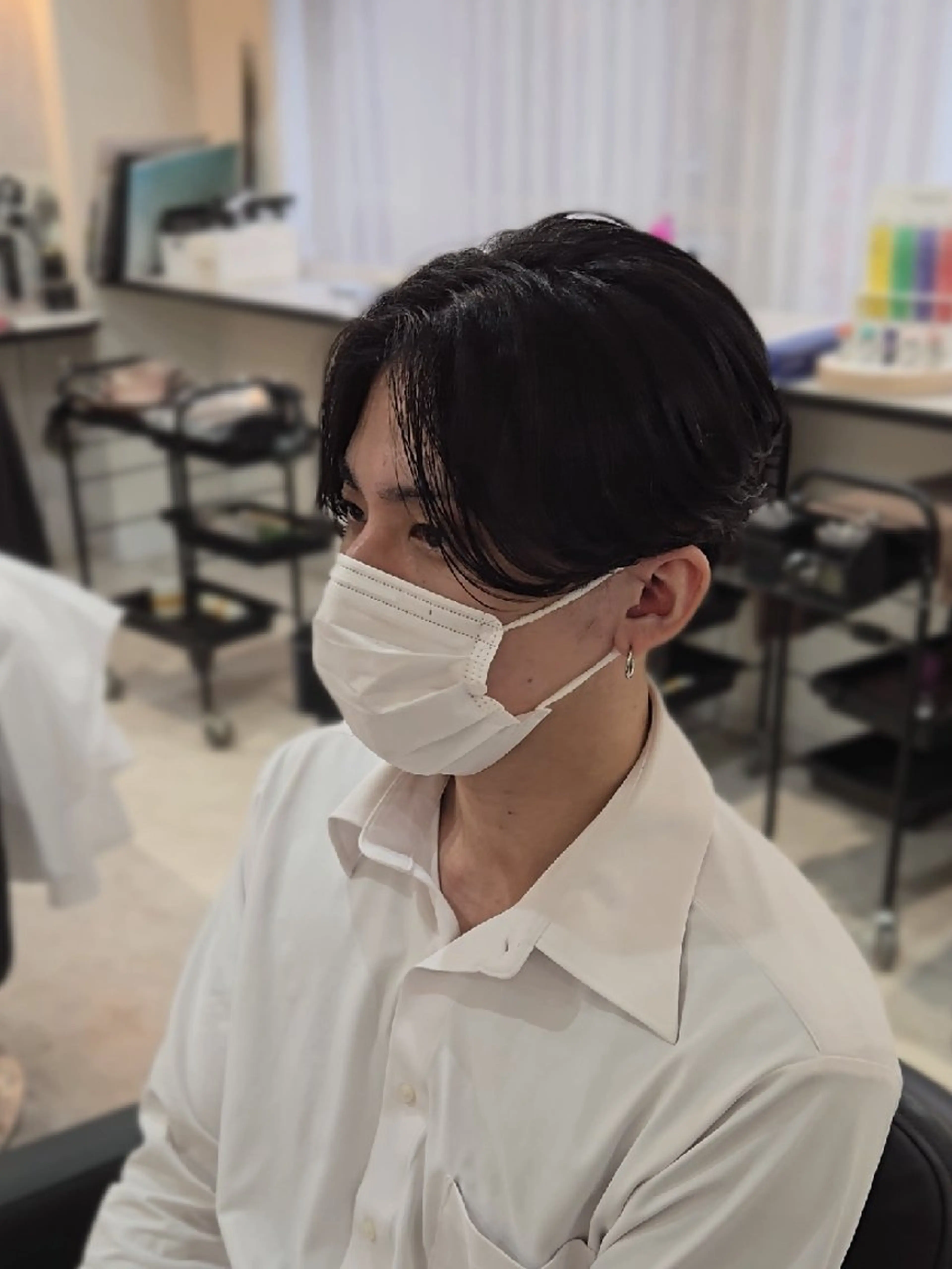 メンズ ミディアム センターパート カット ヘアセット Lapis 名古屋駅前店所属・LEN名古屋/パーマ 海外ヘア/メンズ特化のヘアスタイル