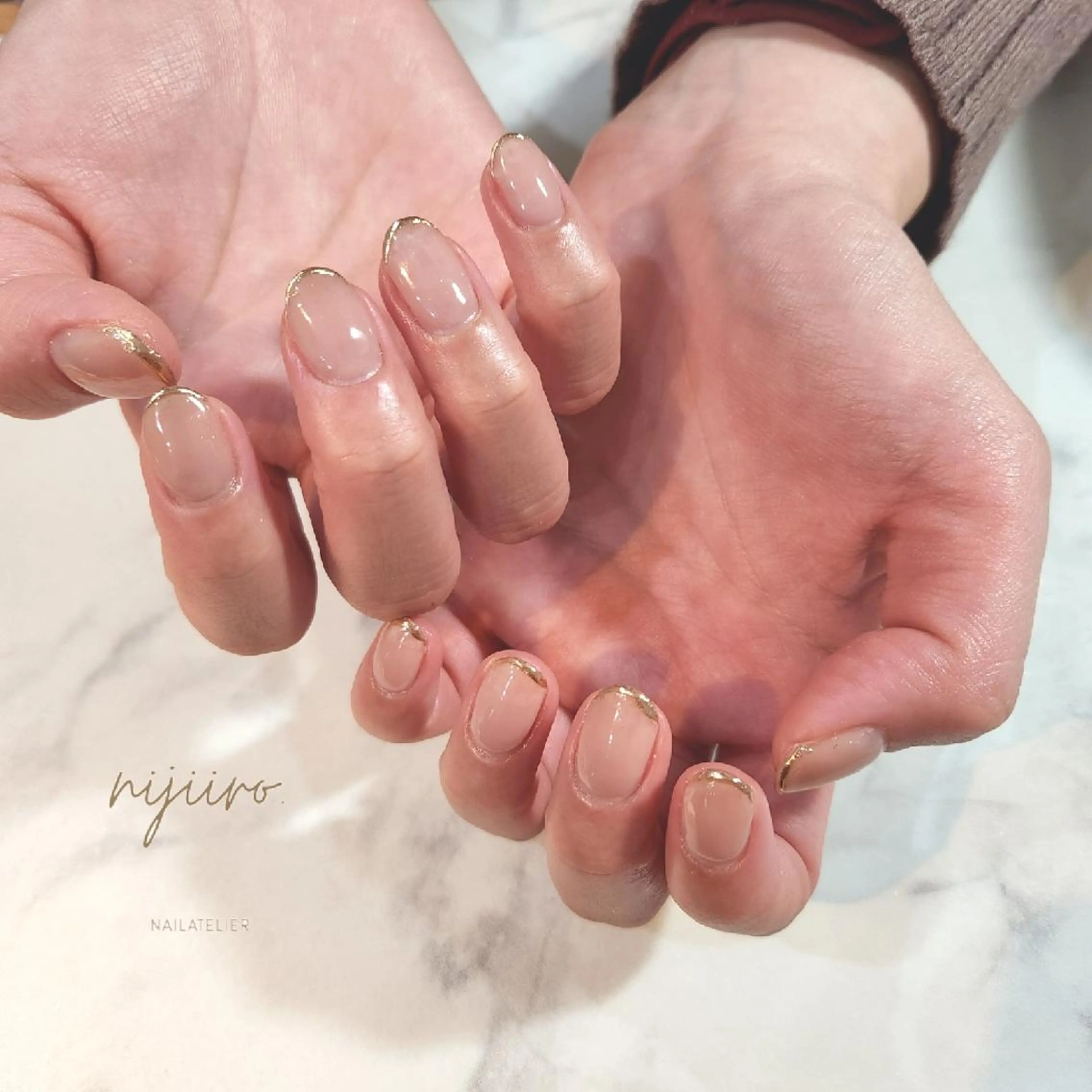 ネイル フレンチネイル ミラーネイル ハンドネイル nailatelier nijiiro.所属・nijiiro🌈 サトウのネイルデザイン